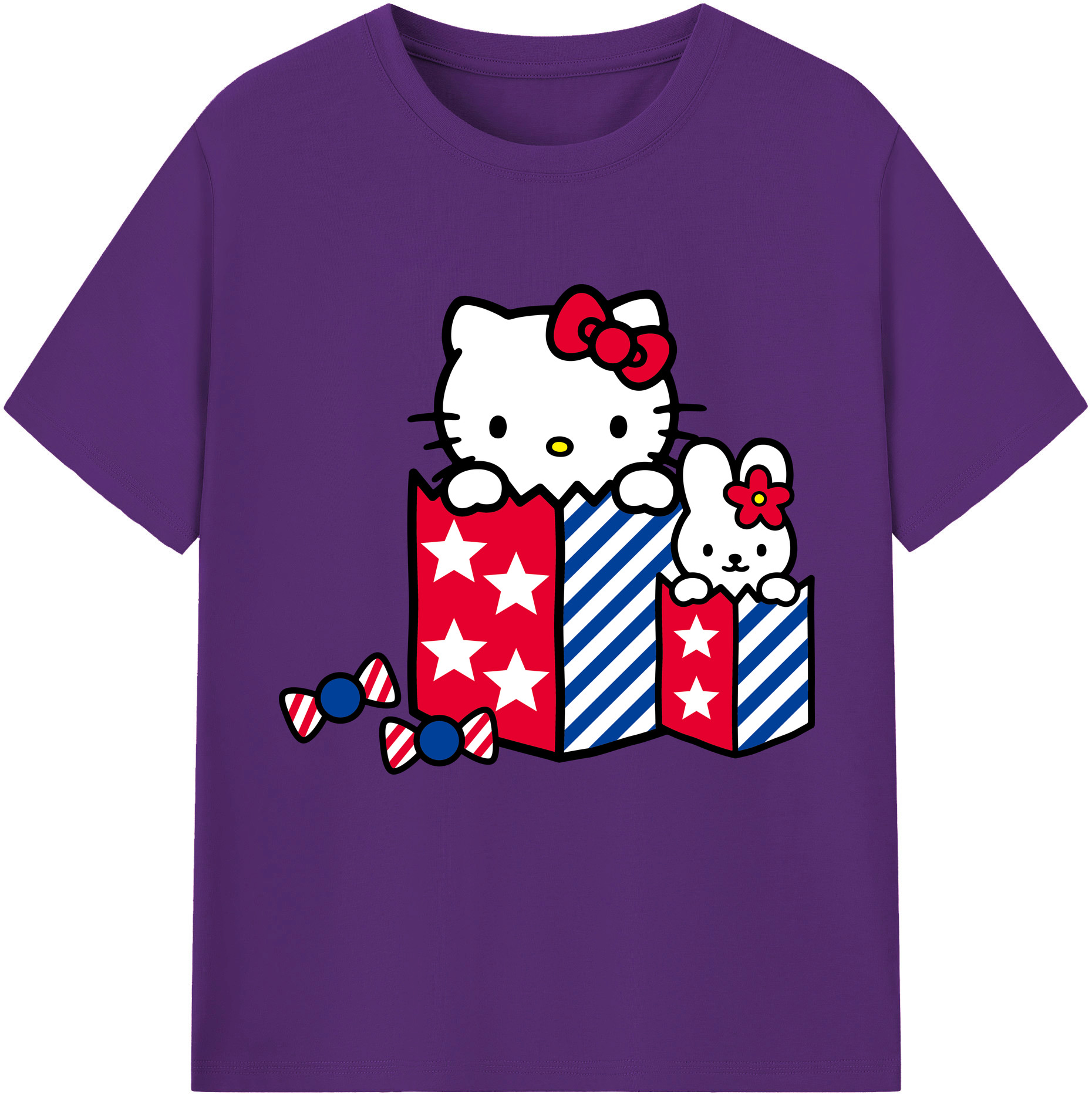 （画像用） Hello Kitty ハローキティ 綿100％半袖Tシャツ（フロントプリント）