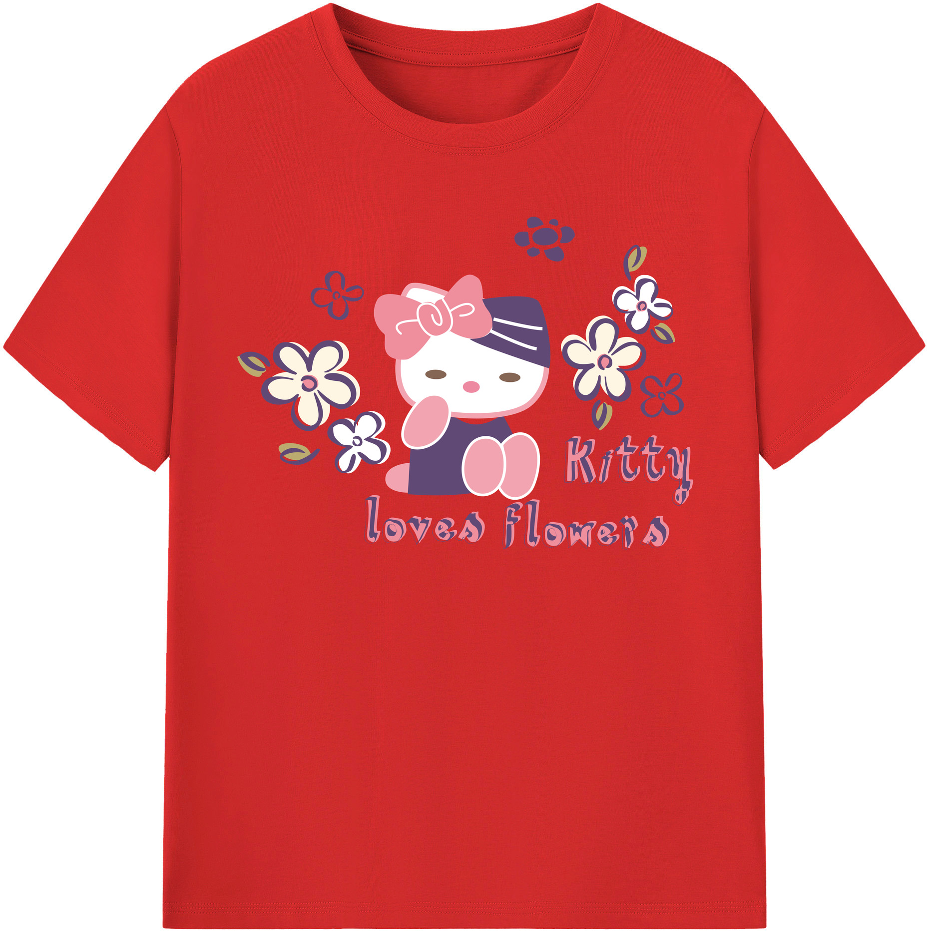（画像用） Hello Kitty ハローキティ 綿100％半袖Tシャツ（フロントプリント）