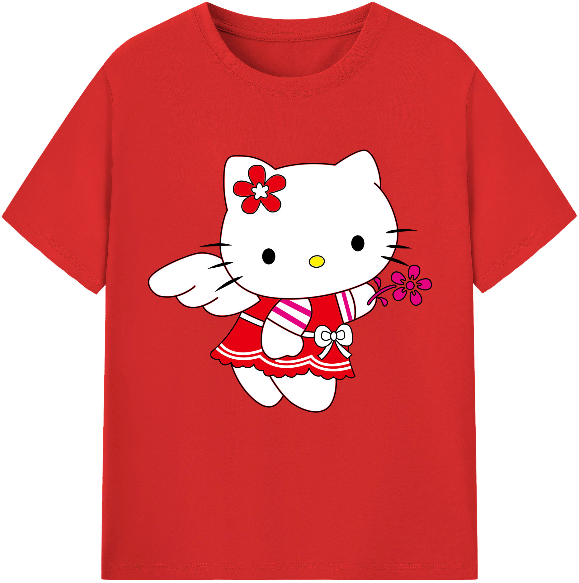 （画像用） Hello Kitty ハローキティ 綿100％半袖Tシャツ（フロントプリント）