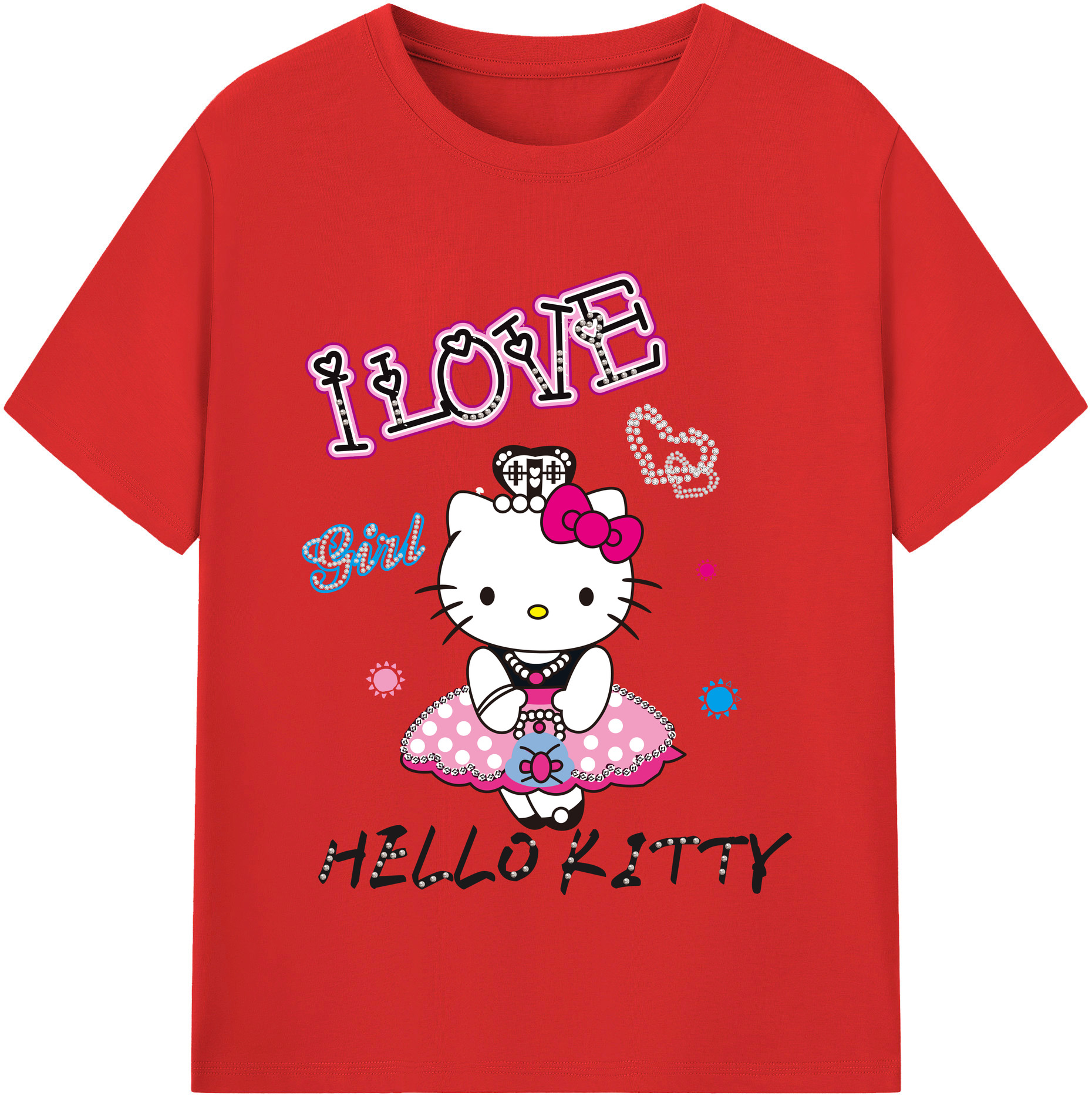 （画像用） Hello Kitty ハローキティ 綿100％半袖Tシャツ（フロントプリント）