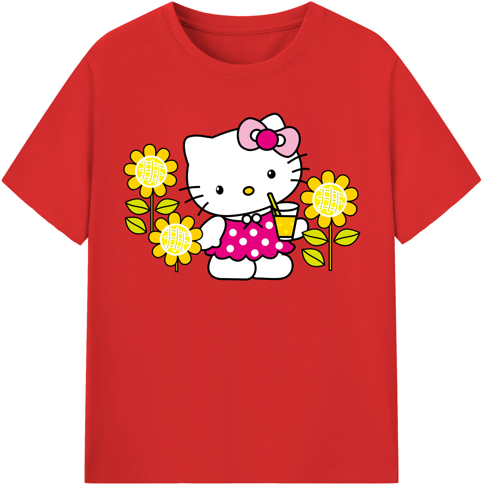 （画像用） Hello Kitty ハローキティ 綿100％半袖Tシャツ（フロントプリント）