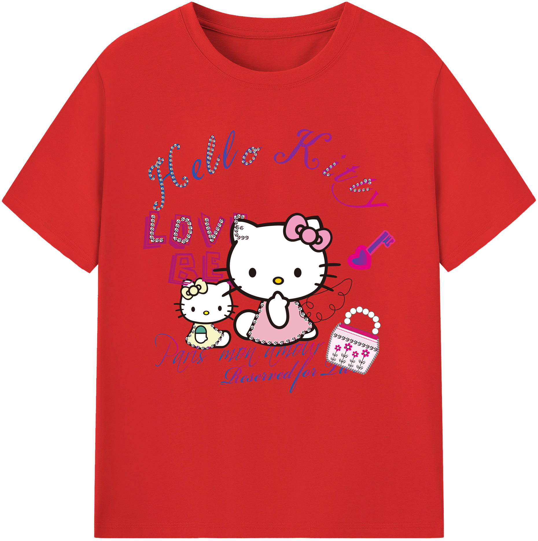 （画像用） Hello Kitty ハローキティ 綿100％半袖Tシャツ（フロントプリント）