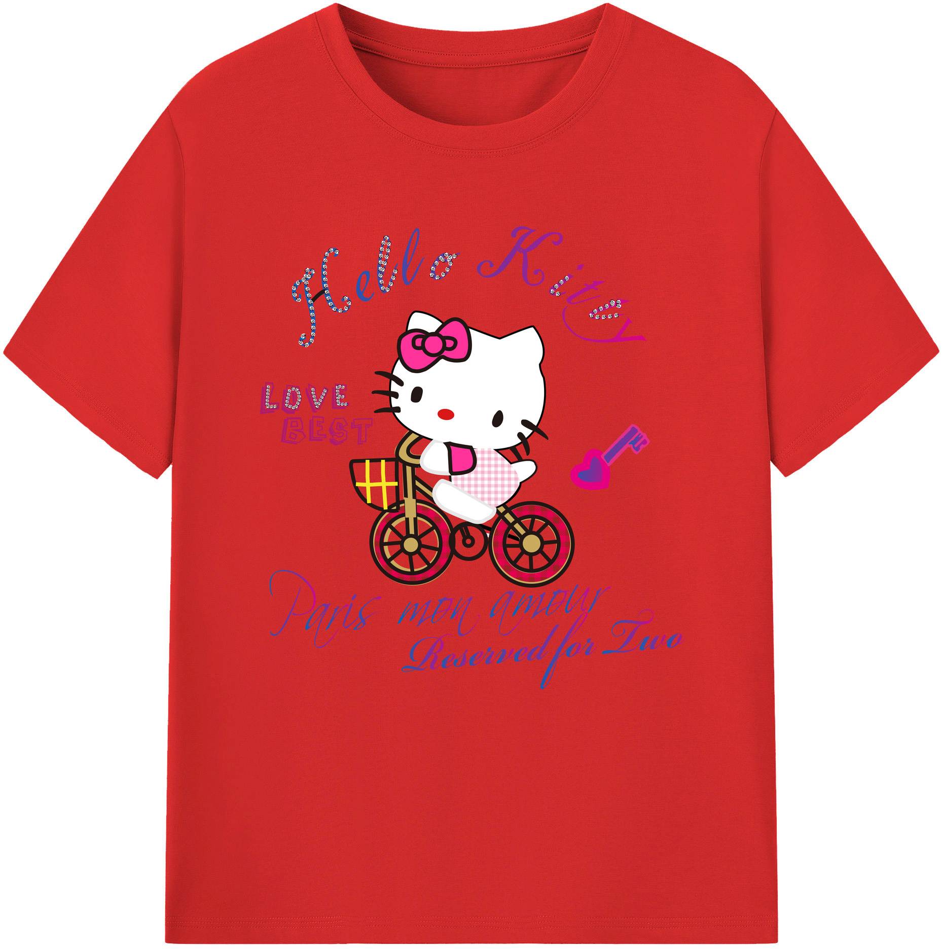 （画像用） Hello Kitty ハローキティ 綿100％半袖Tシャツ（フロントプリント）