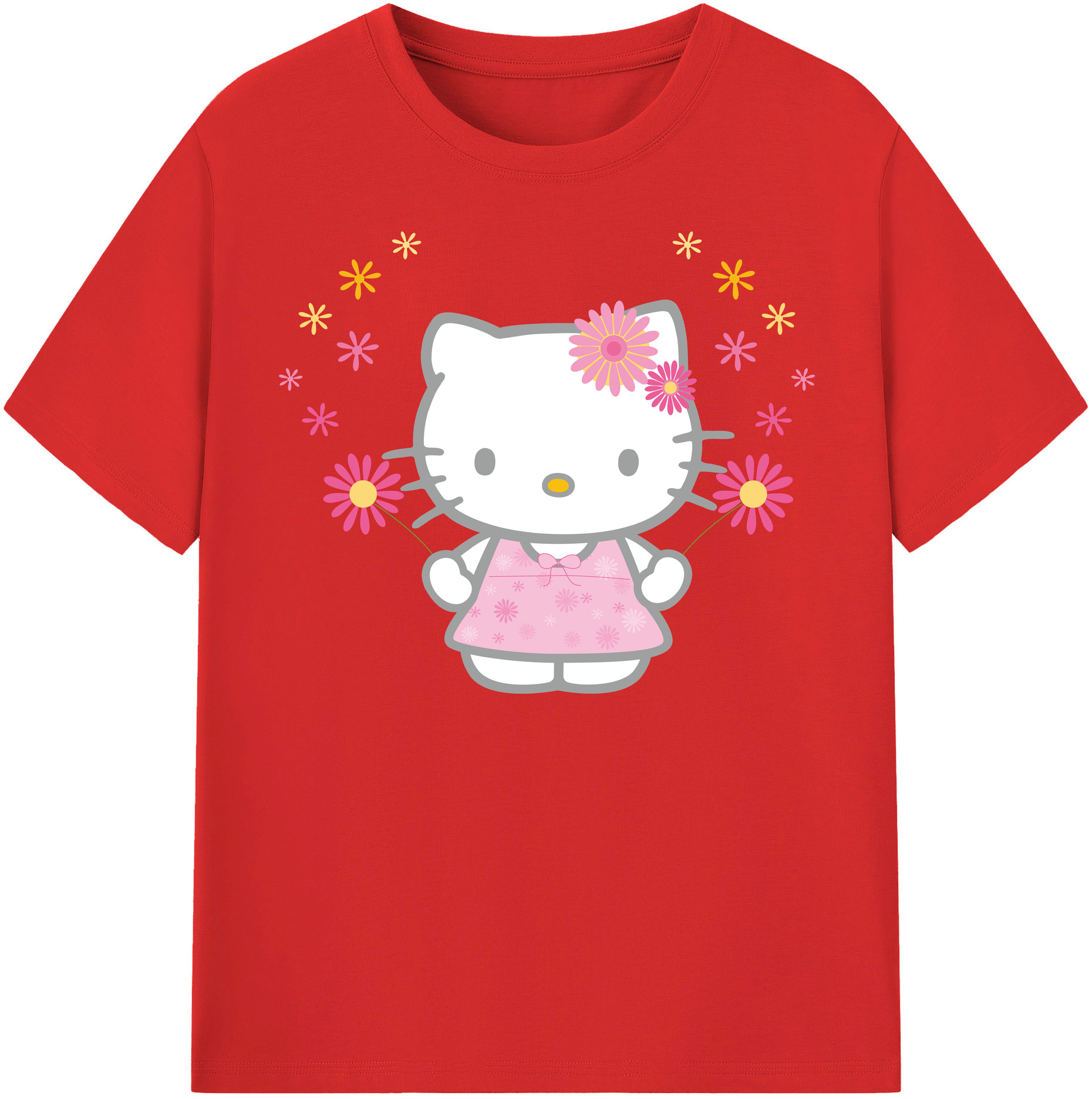 （画像用） Hello Kitty ハローキティ 綿100％半袖Tシャツ（フロントプリント）