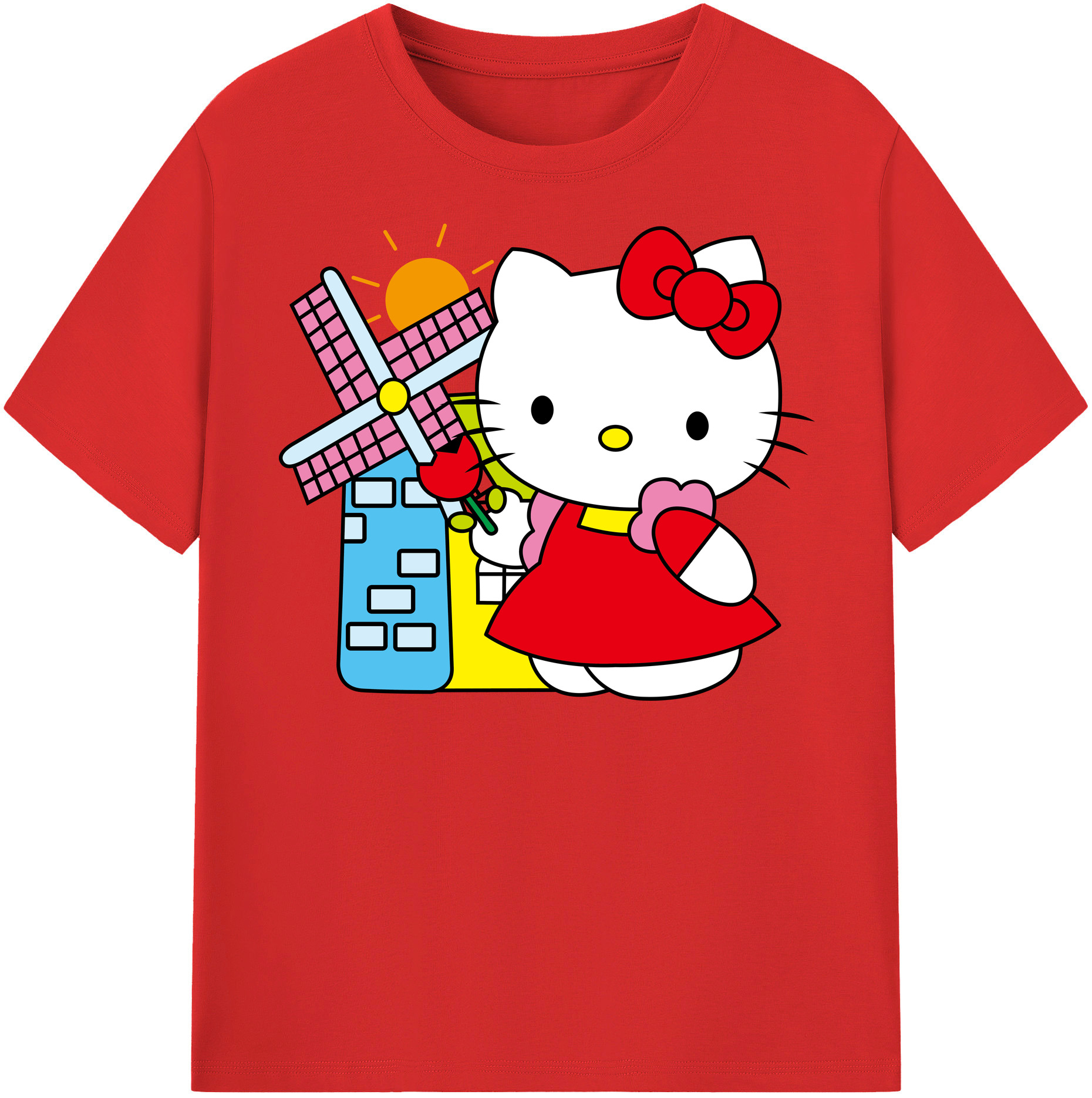 （画像用） Hello Kitty ハローキティ 綿100％半袖Tシャツ（フロントプリント）