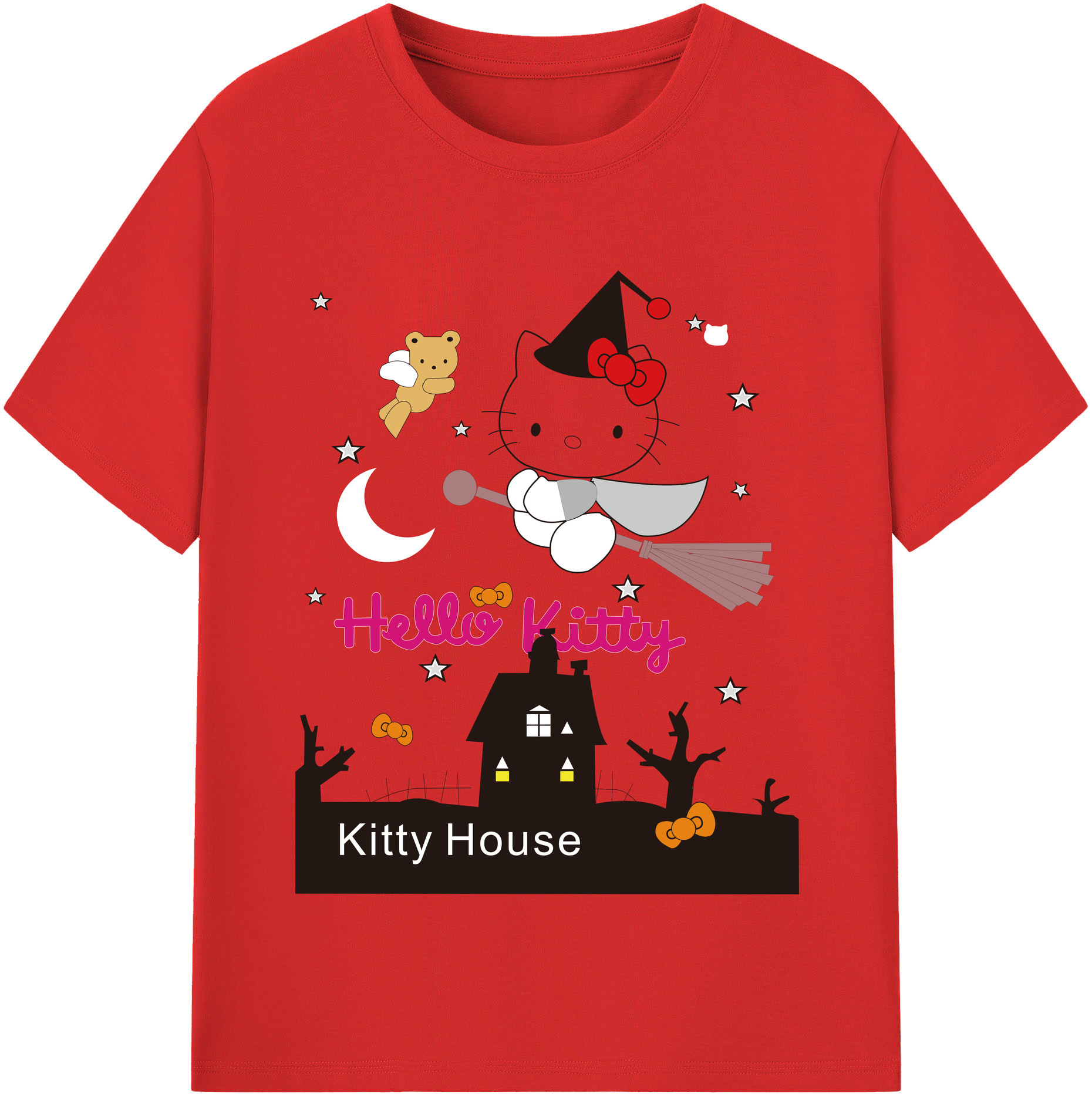 （画像用） Hello Kitty ハローキティ 綿100％半袖Tシャツ（フロントプリント）