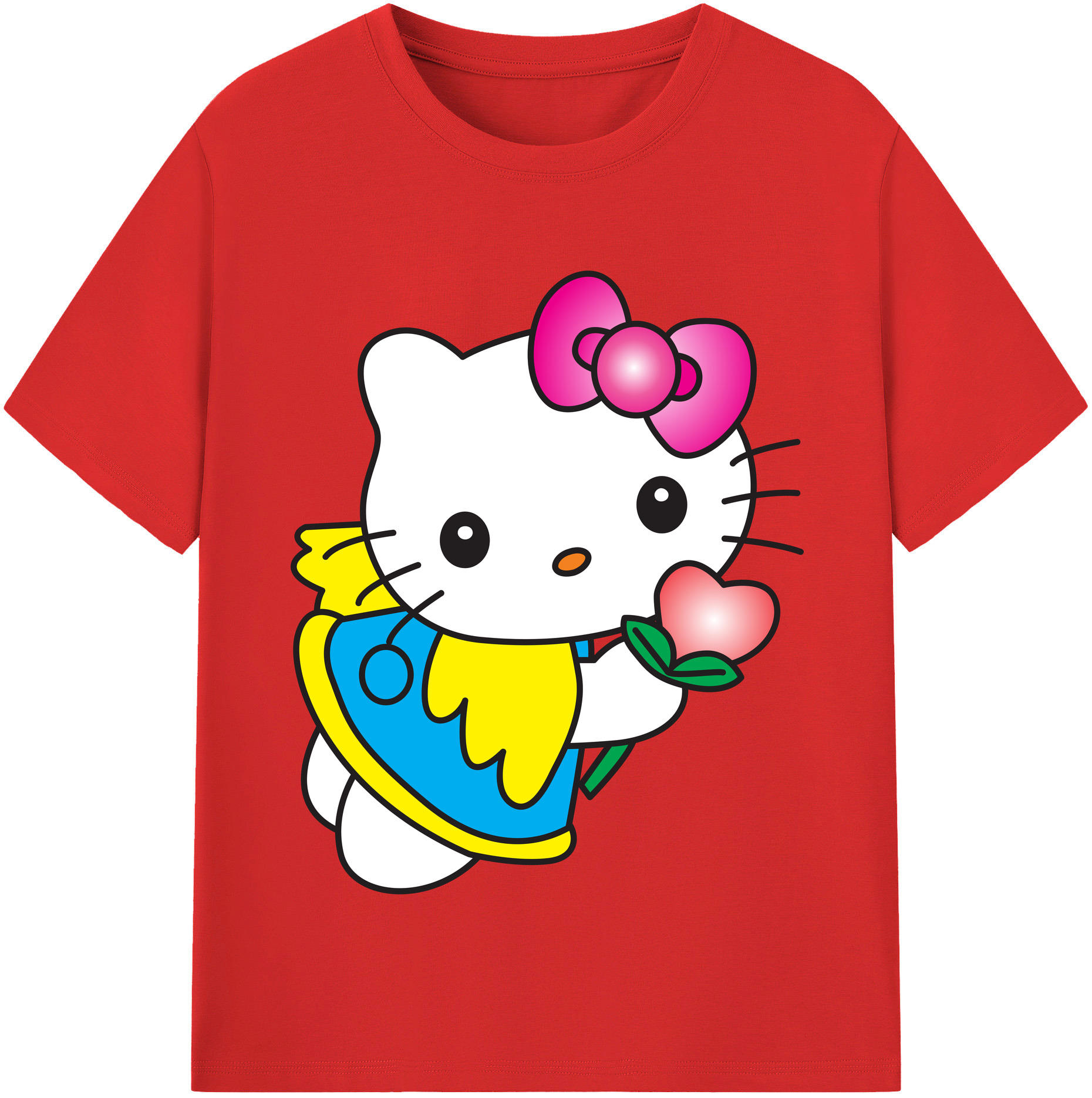 （画像用） Hello Kitty ハローキティ 綿100％半袖Tシャツ（フロントプリント）