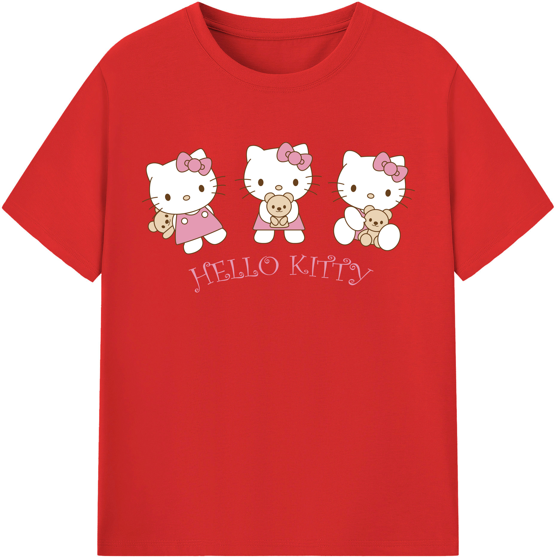 （画像用） Hello Kitty ハローキティ 綿100％半袖Tシャツ（フロントプリント）