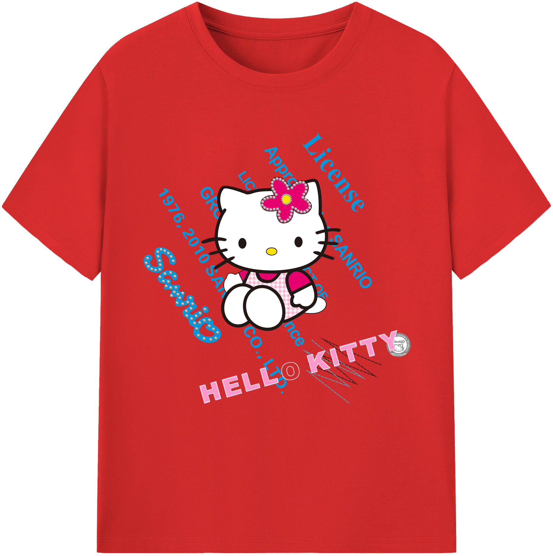 （画像用） Hello Kitty ハローキティ 綿100％半袖Tシャツ（フロントプリント）