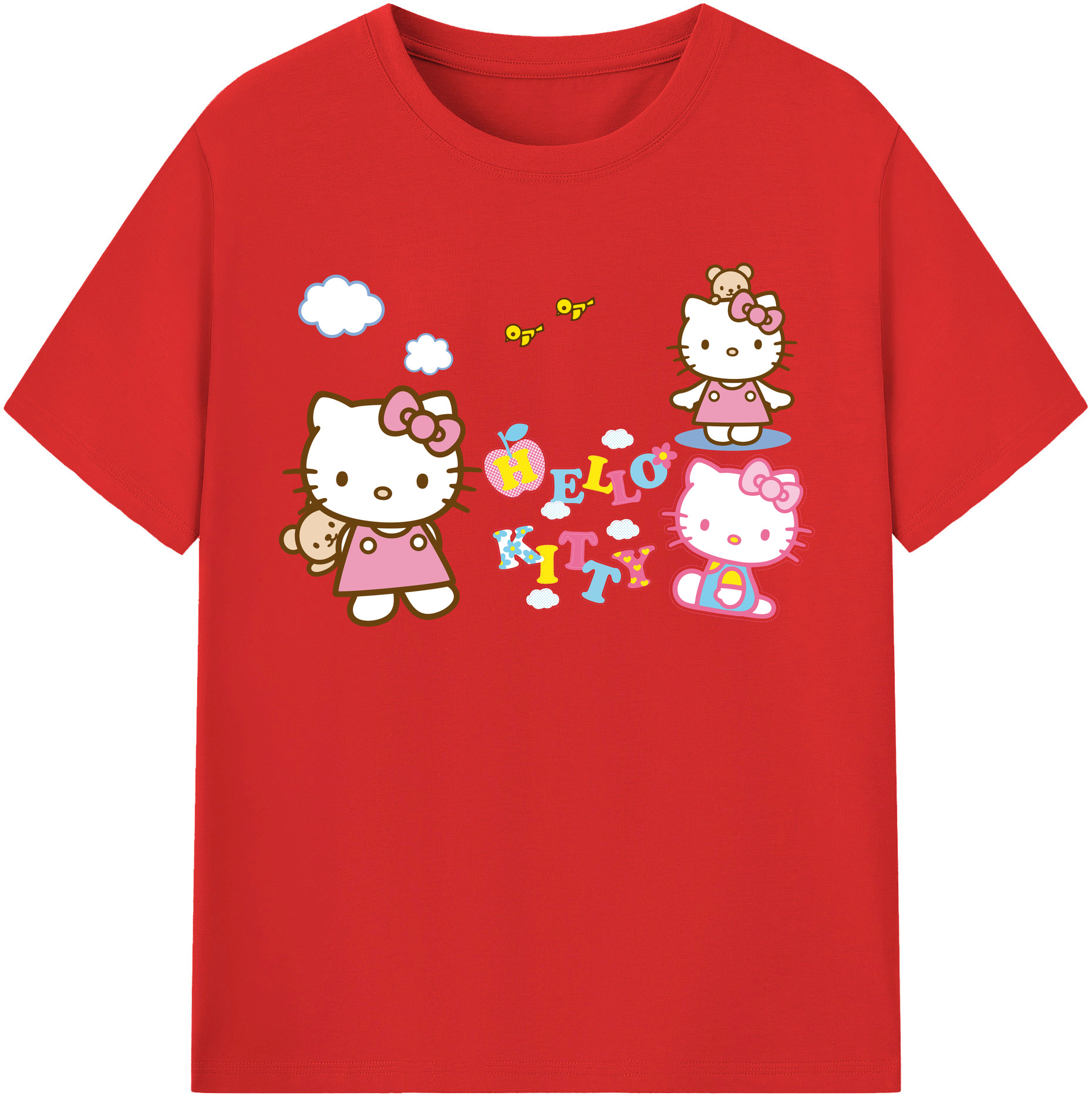 （画像用） Hello Kitty ハローキティ 綿100％半袖Tシャツ（フロントプリント）