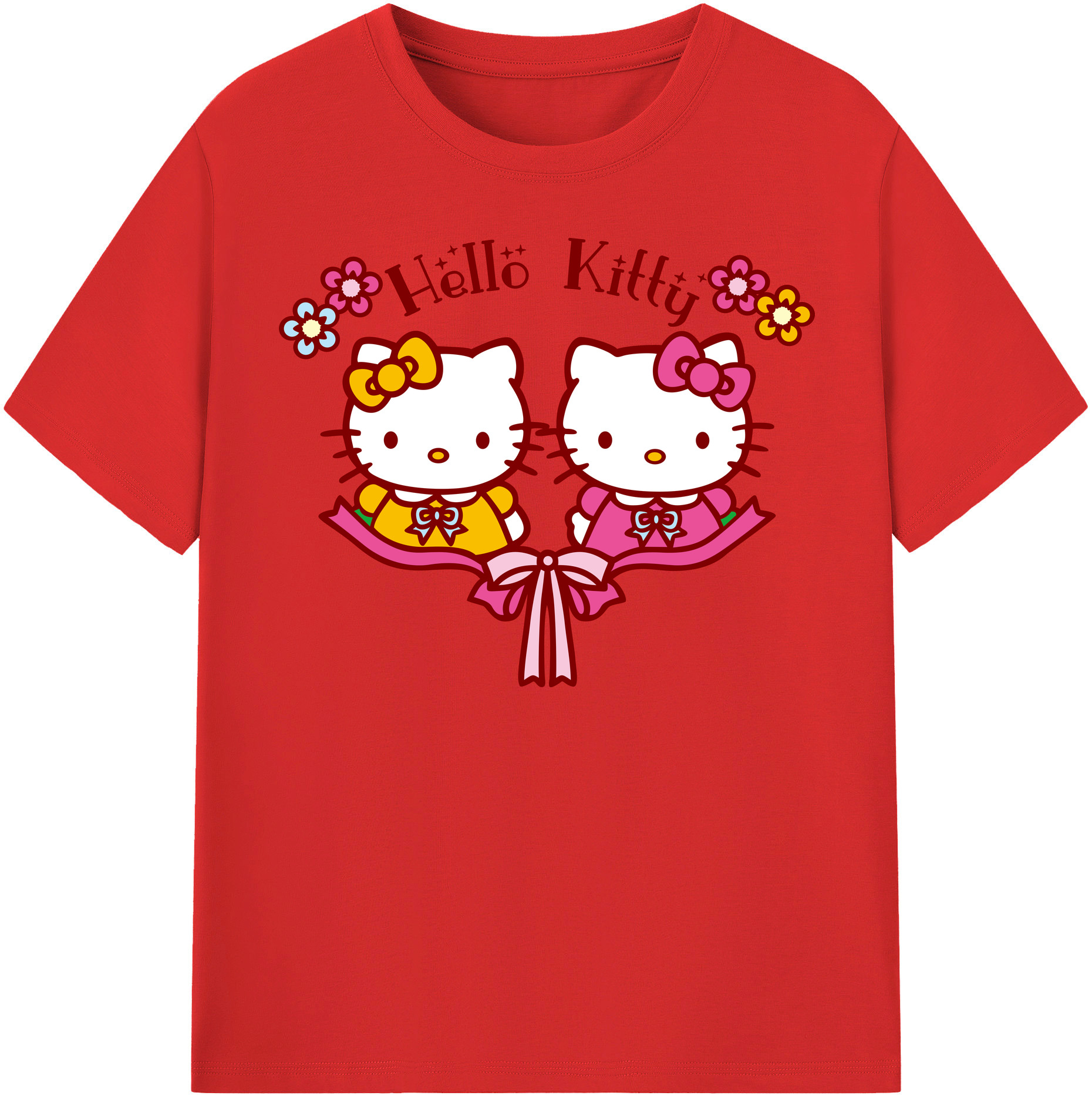 （画像用） Hello Kitty ハローキティ 綿100％半袖Tシャツ（フロントプリント）