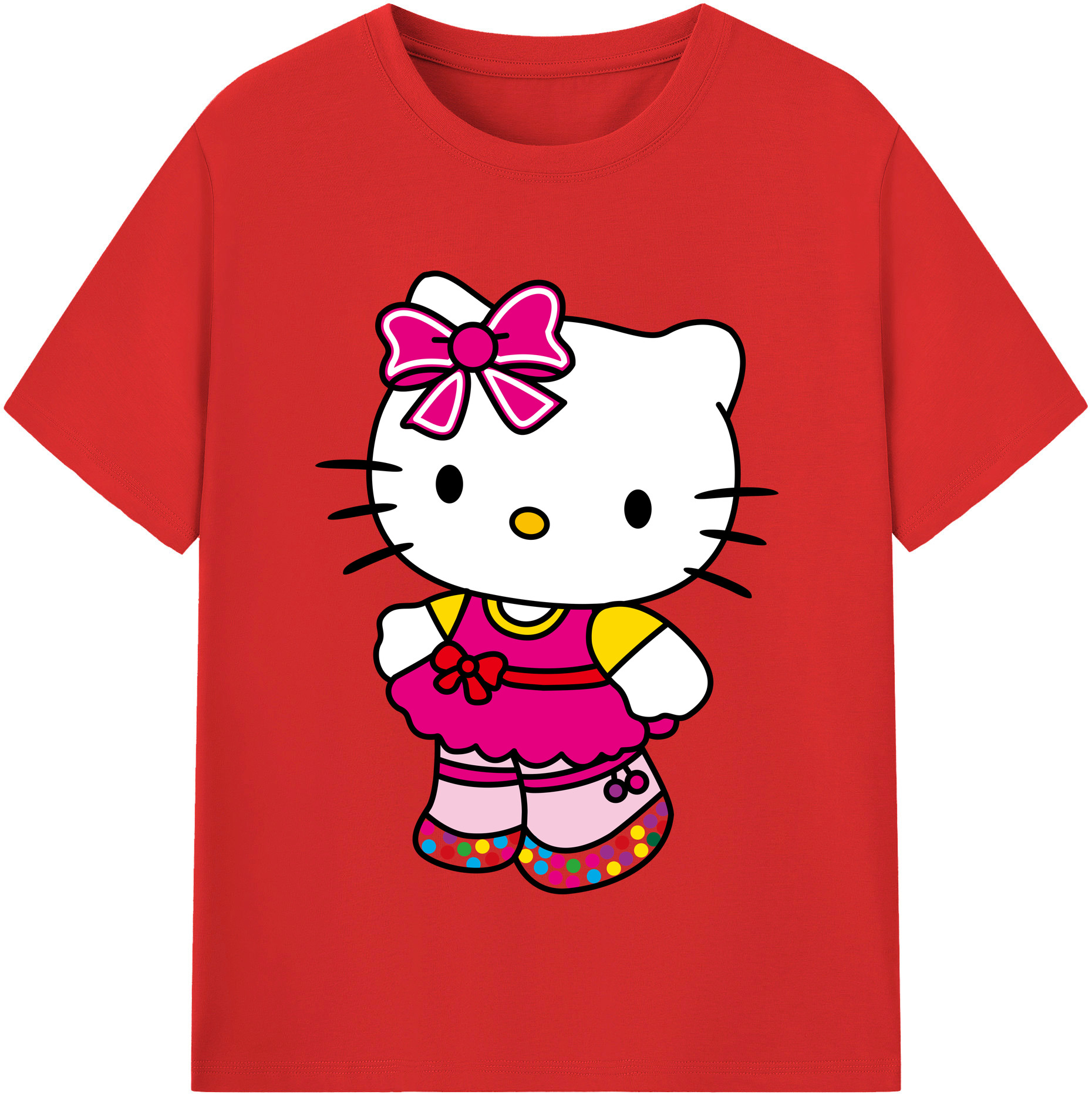 （画像用） Hello Kitty ハローキティ 綿100％半袖Tシャツ（フロントプリント）