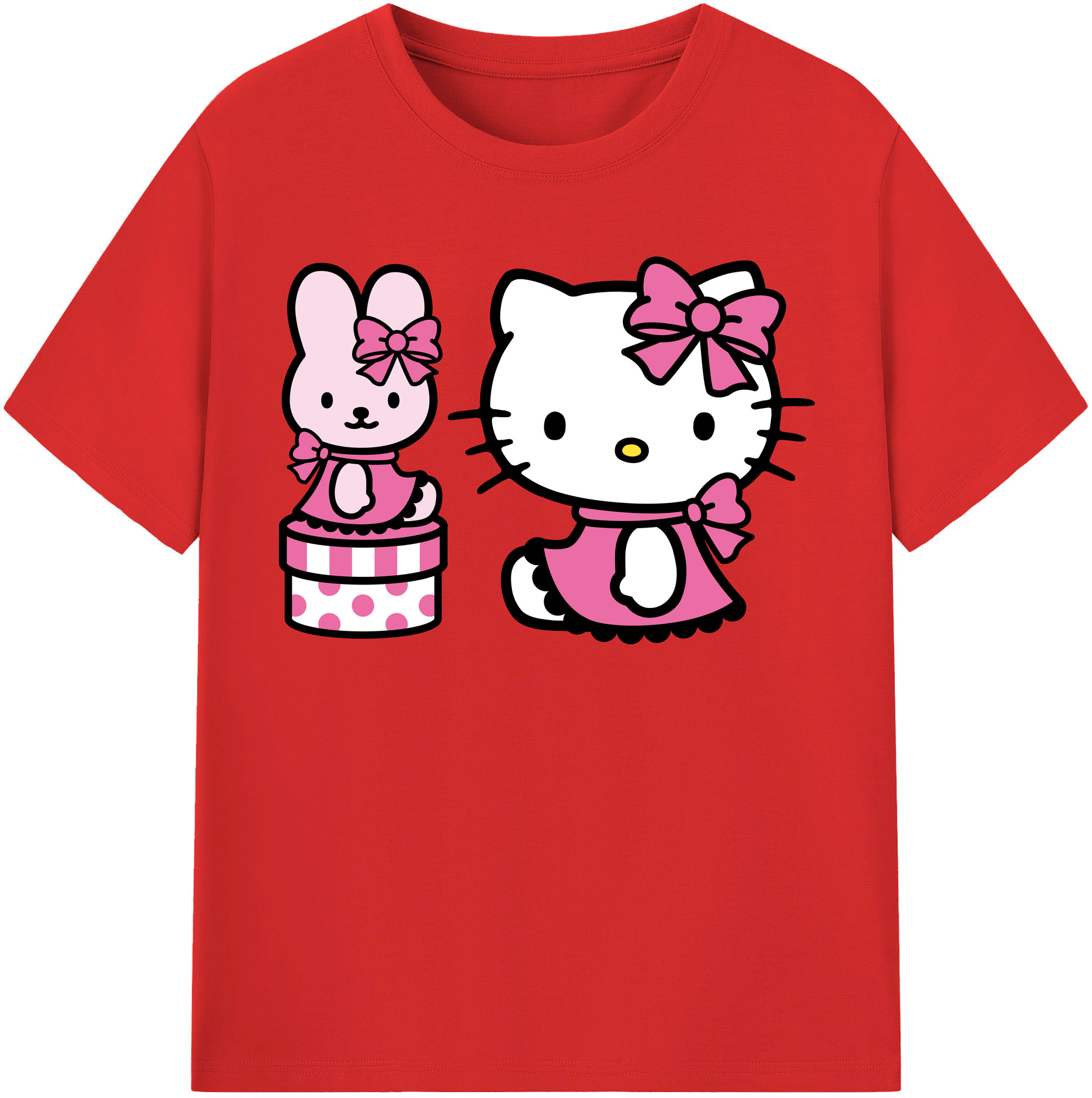 （画像用） Hello Kitty ハローキティ 綿100％半袖Tシャツ（フロントプリント）