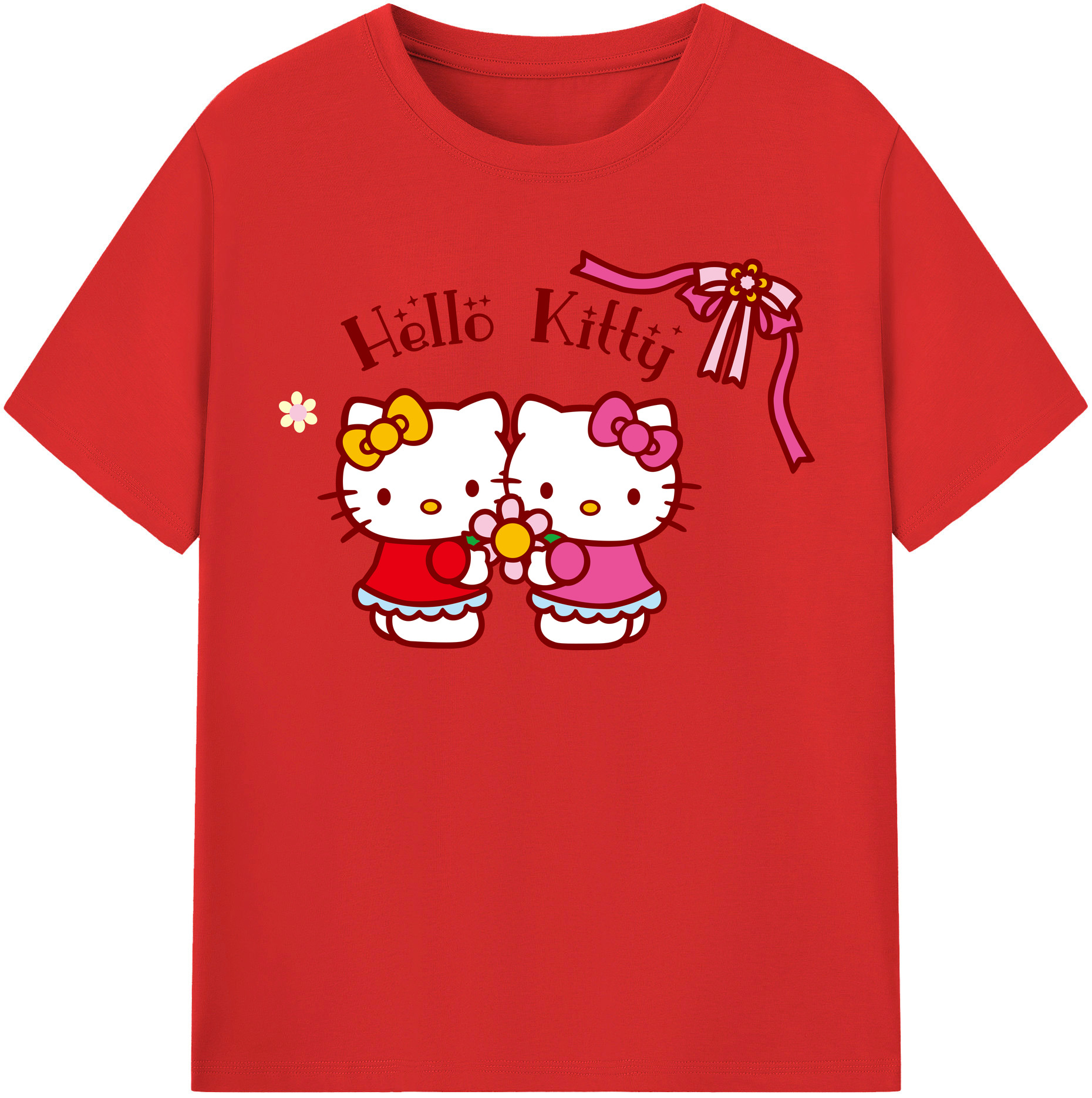 （画像用） Hello Kitty ハローキティ 綿100％半袖Tシャツ（フロントプリント）
