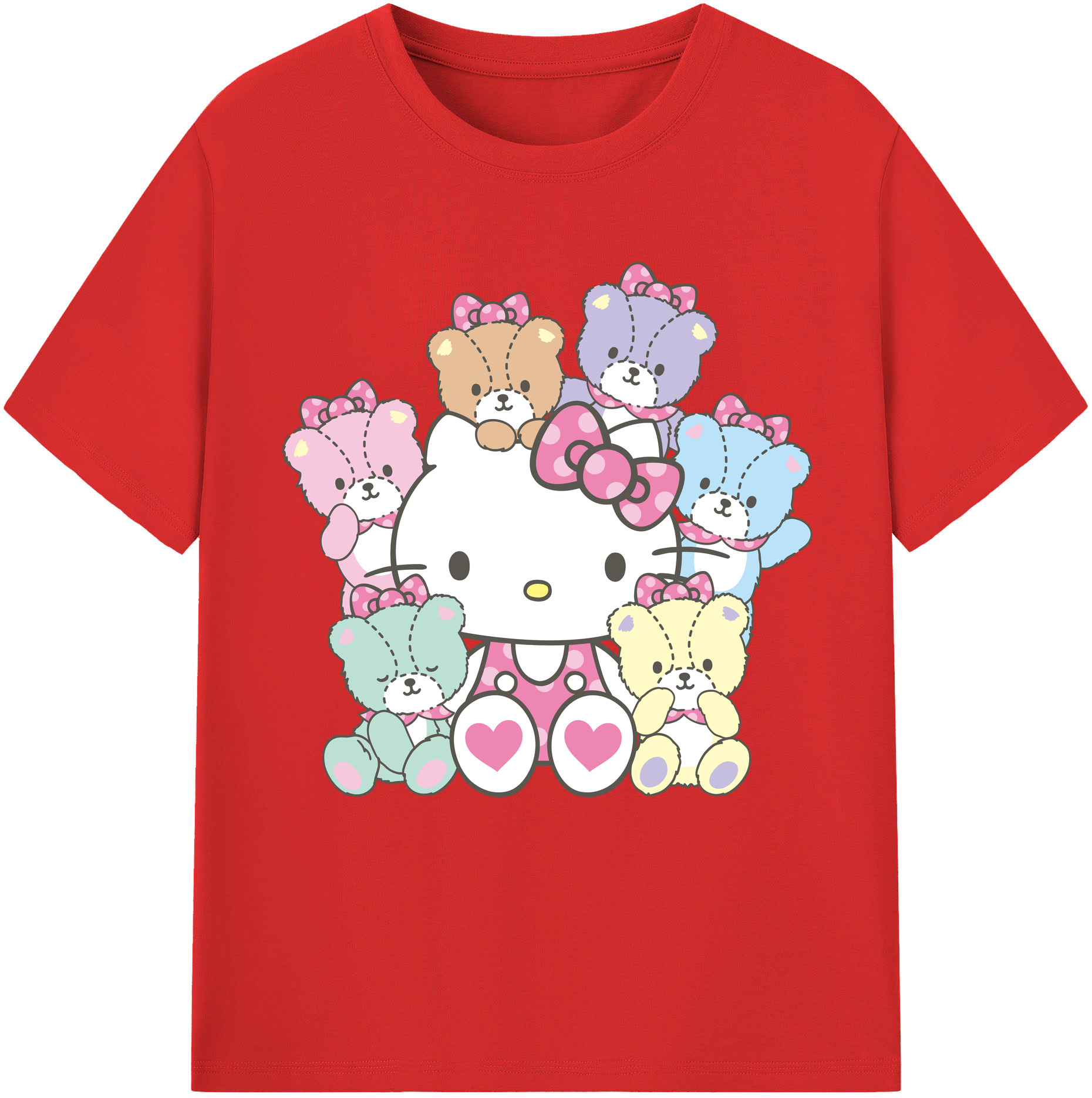 （画像用） Hello Kitty ハローキティ 綿100％半袖Tシャツ（フロントプリント）