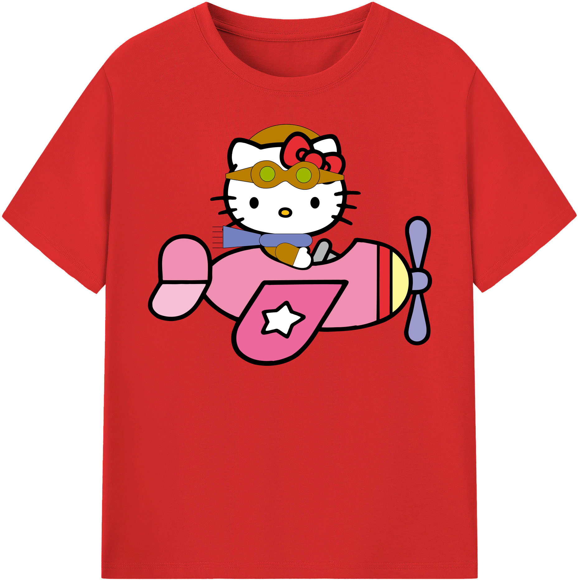 （画像用） Hello Kitty ハローキティ 綿100％半袖Tシャツ（フロントプリント）