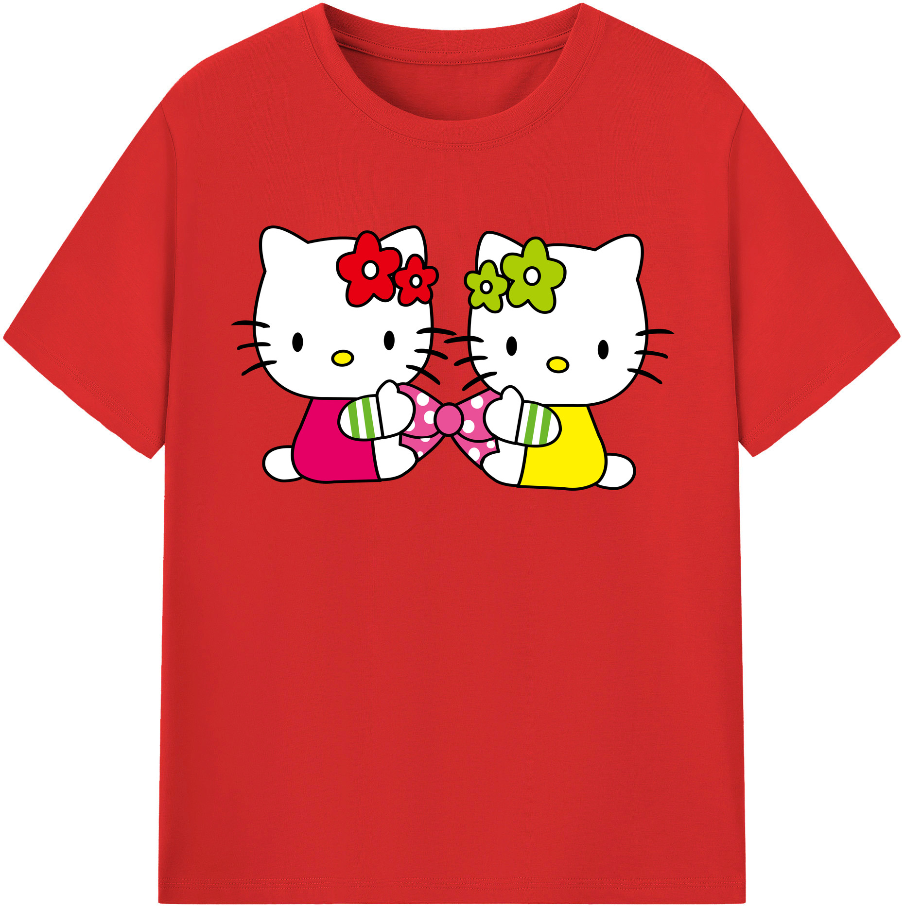 （画像用） Hello Kitty ハローキティ 綿100％半袖Tシャツ（フロントプリント）