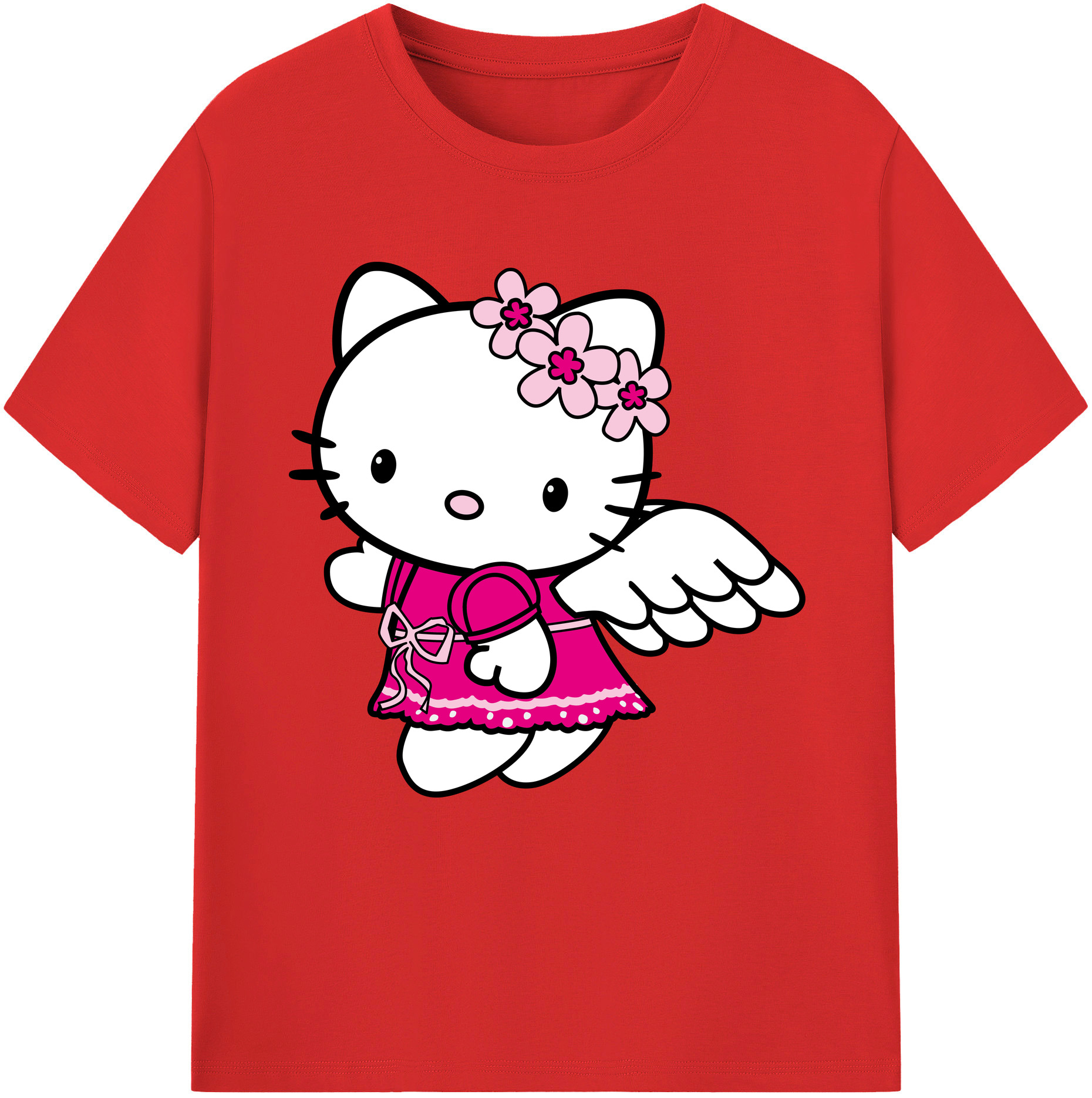（画像用） Hello Kitty ハローキティ 綿100％半袖Tシャツ（フロントプリント）