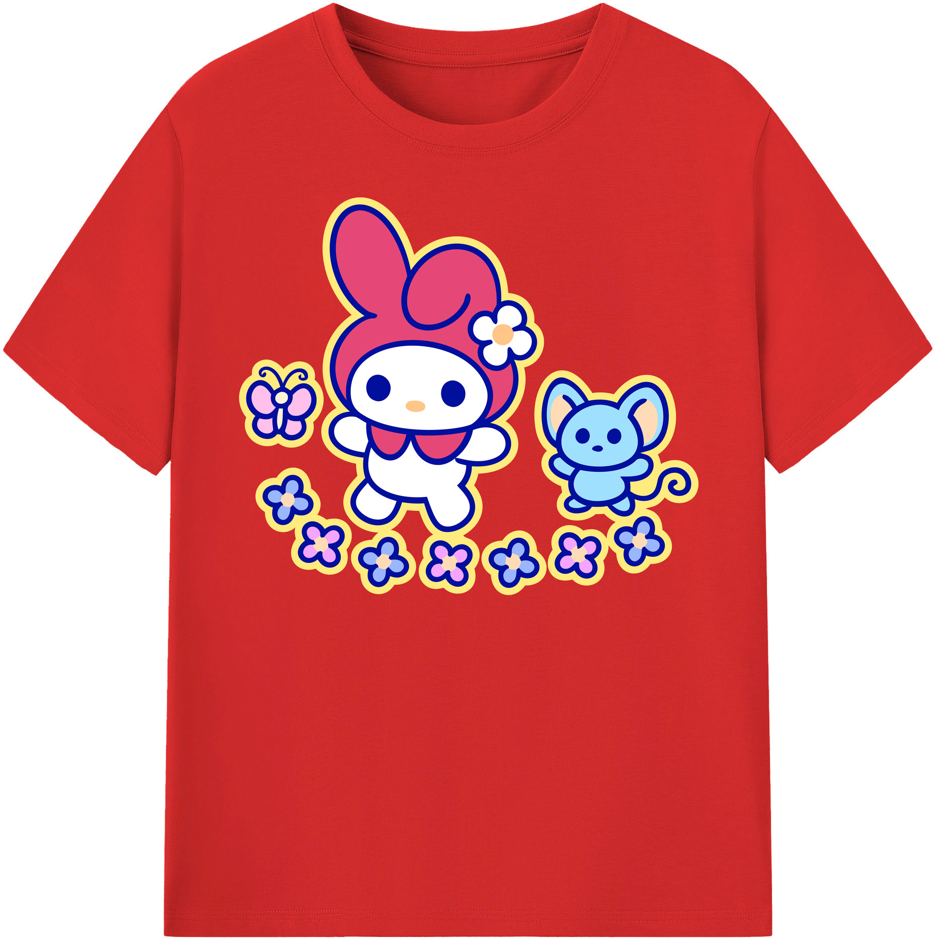 （画像用） Hello Kitty ハローキティ 綿100％半袖Tシャツ（フロントプリント）