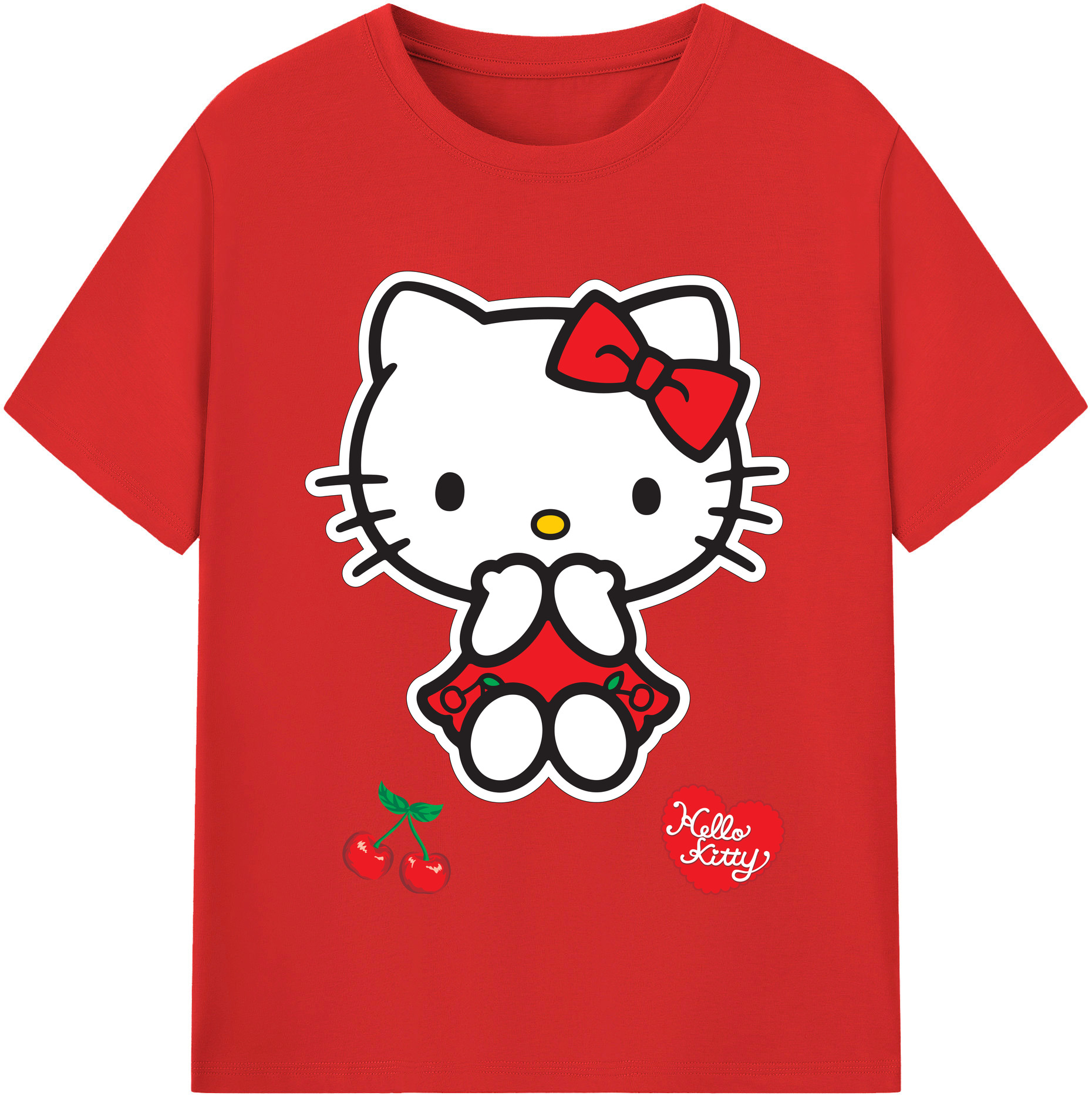 （画像用） Hello Kitty ハローキティ 綿100％半袖Tシャツ（フロントプリント）