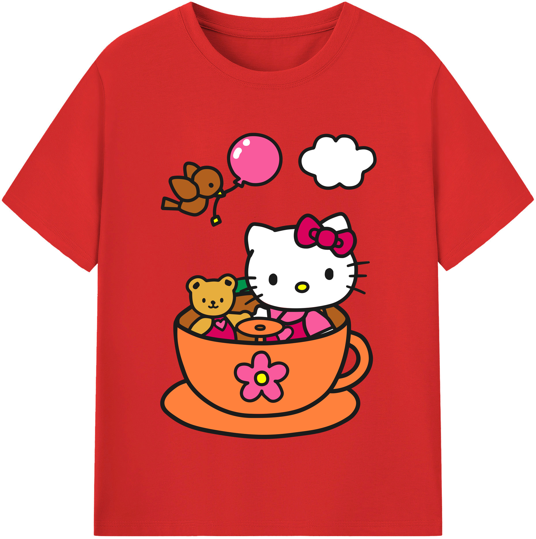 （画像用） Hello Kitty ハローキティ 綿100％半袖Tシャツ（フロントプリント）