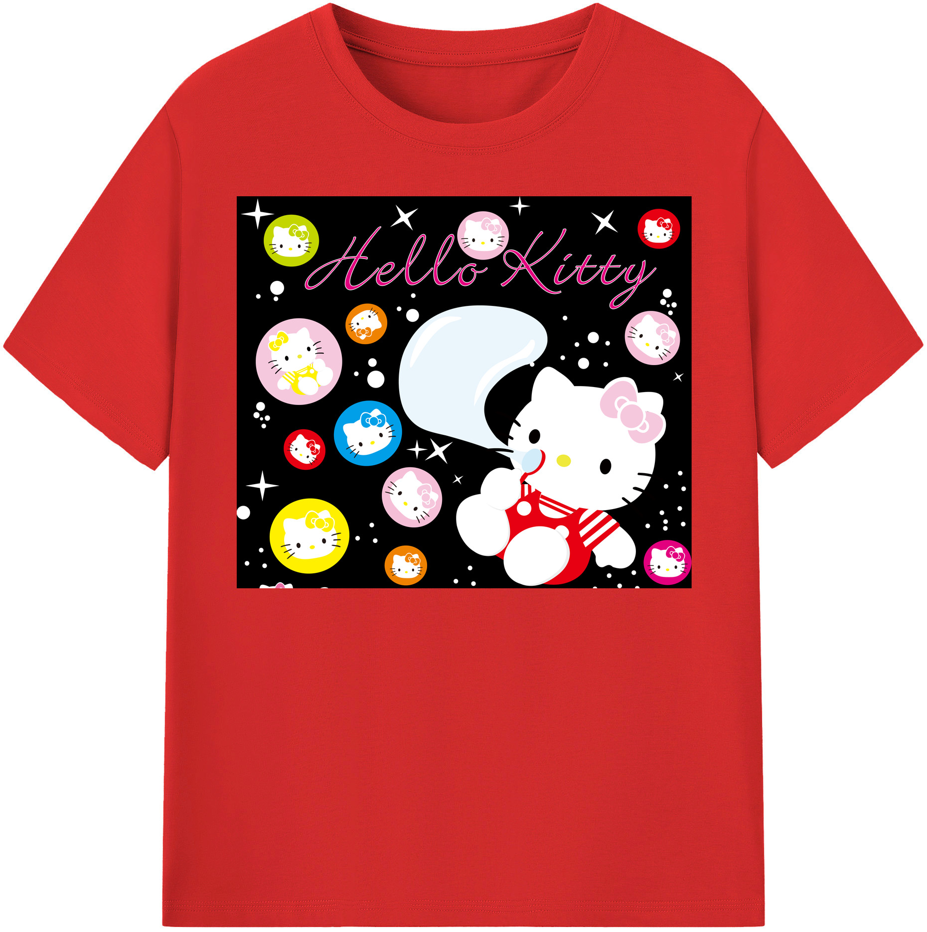 （画像用） Hello Kitty ハローキティ 綿100％半袖Tシャツ（フロントプリント）