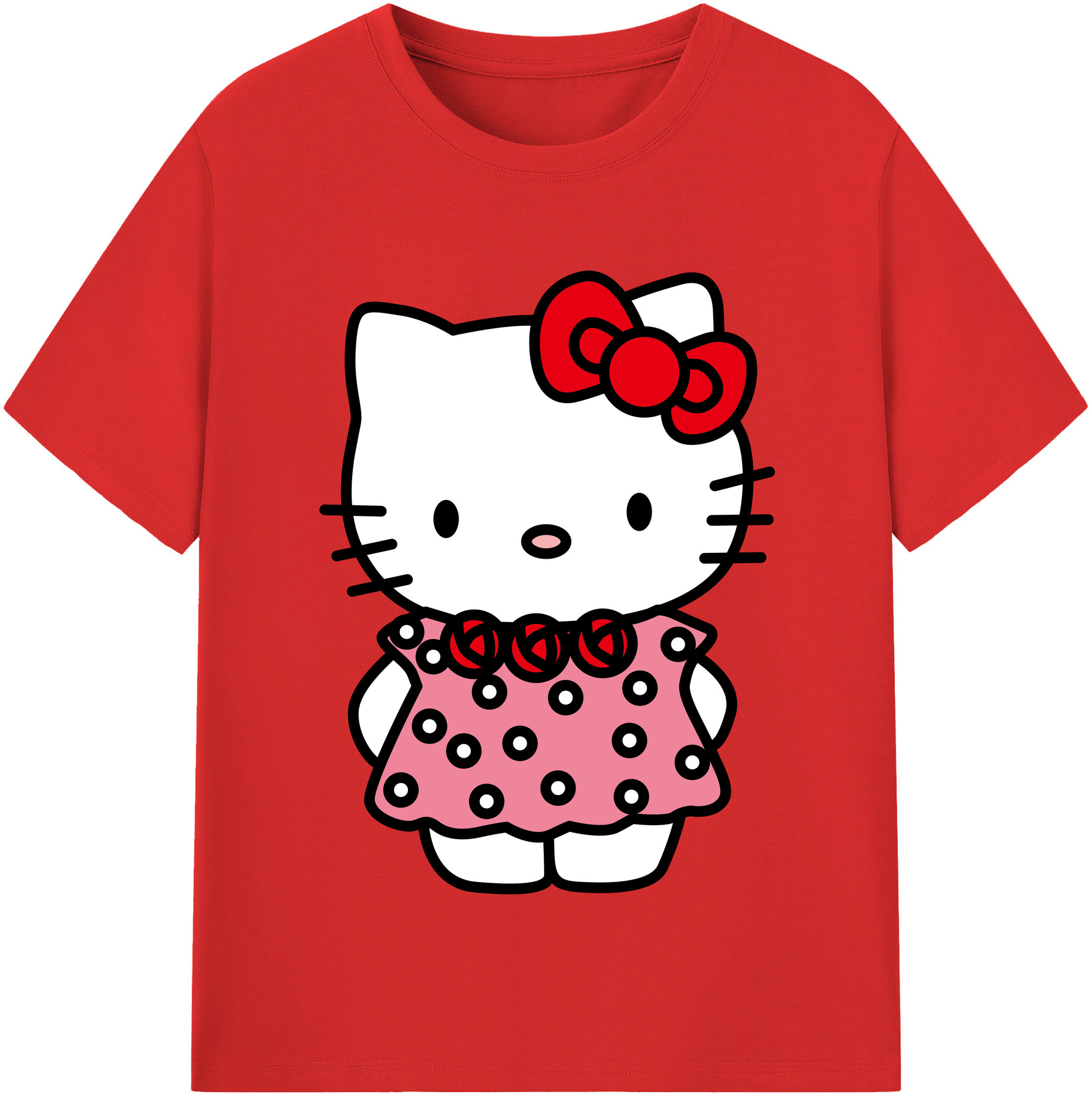 （画像用） Hello Kitty ハローキティ 綿100％半袖Tシャツ（フロントプリント）