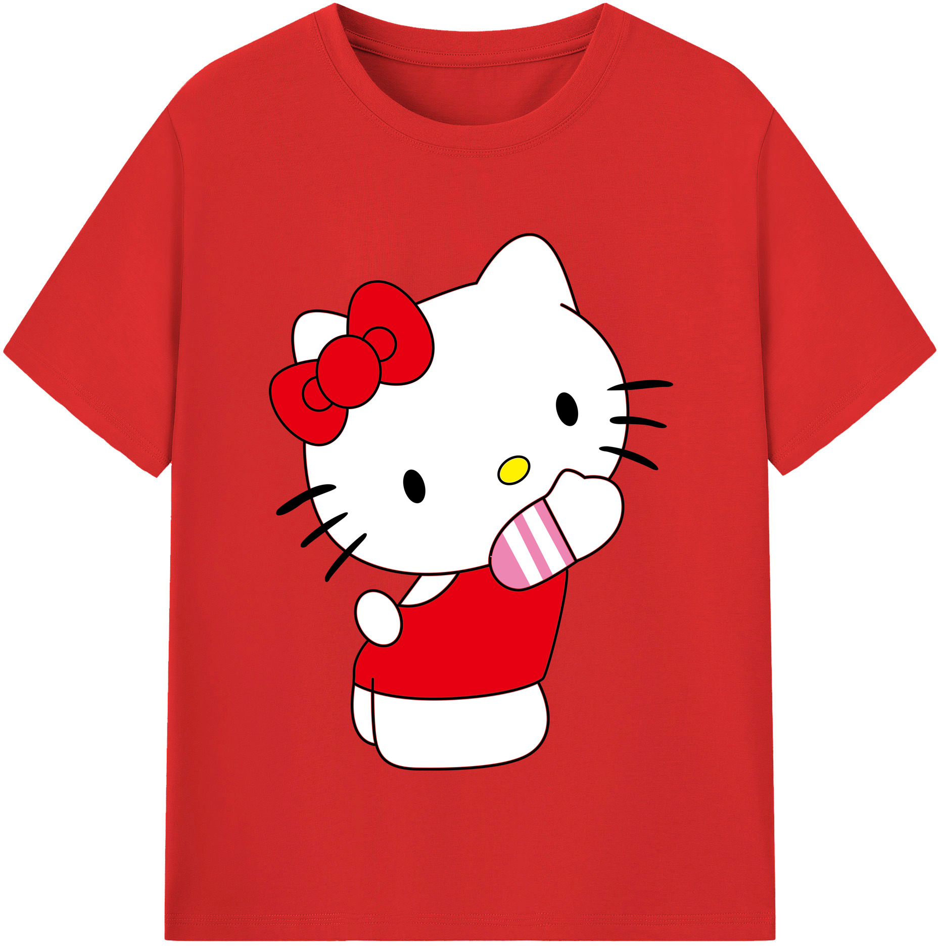 （画像用） Hello Kitty ハローキティ 綿100％半袖Tシャツ（フロントプリント）
