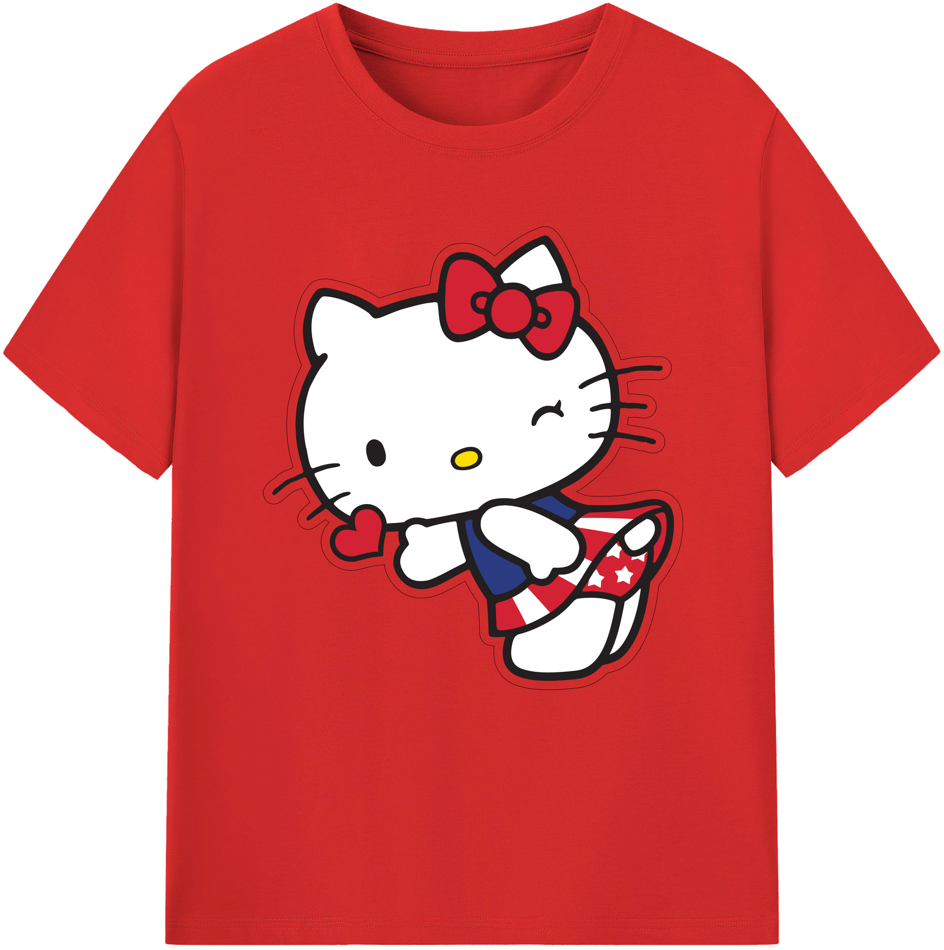 （画像用） Hello Kitty ハローキティ 綿100％半袖Tシャツ（フロントプリント）
