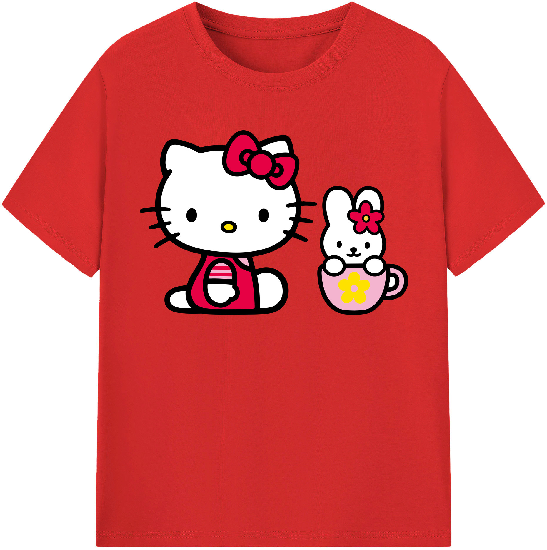 （画像用） Hello Kitty ハローキティ 綿100％半袖Tシャツ（フロントプリント）