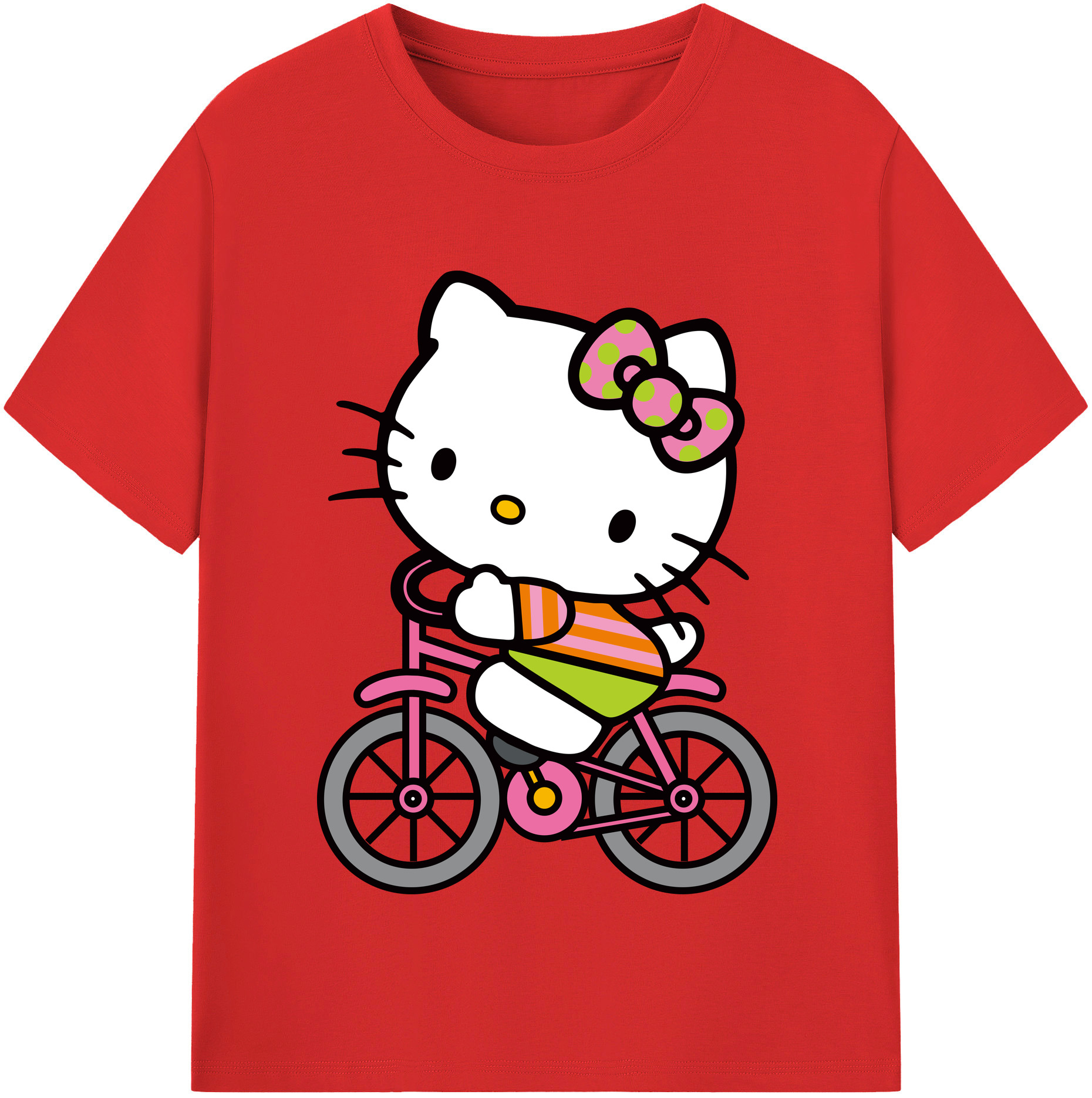 （画像用） Hello Kitty ハローキティ 綿100％半袖Tシャツ（フロントプリント）