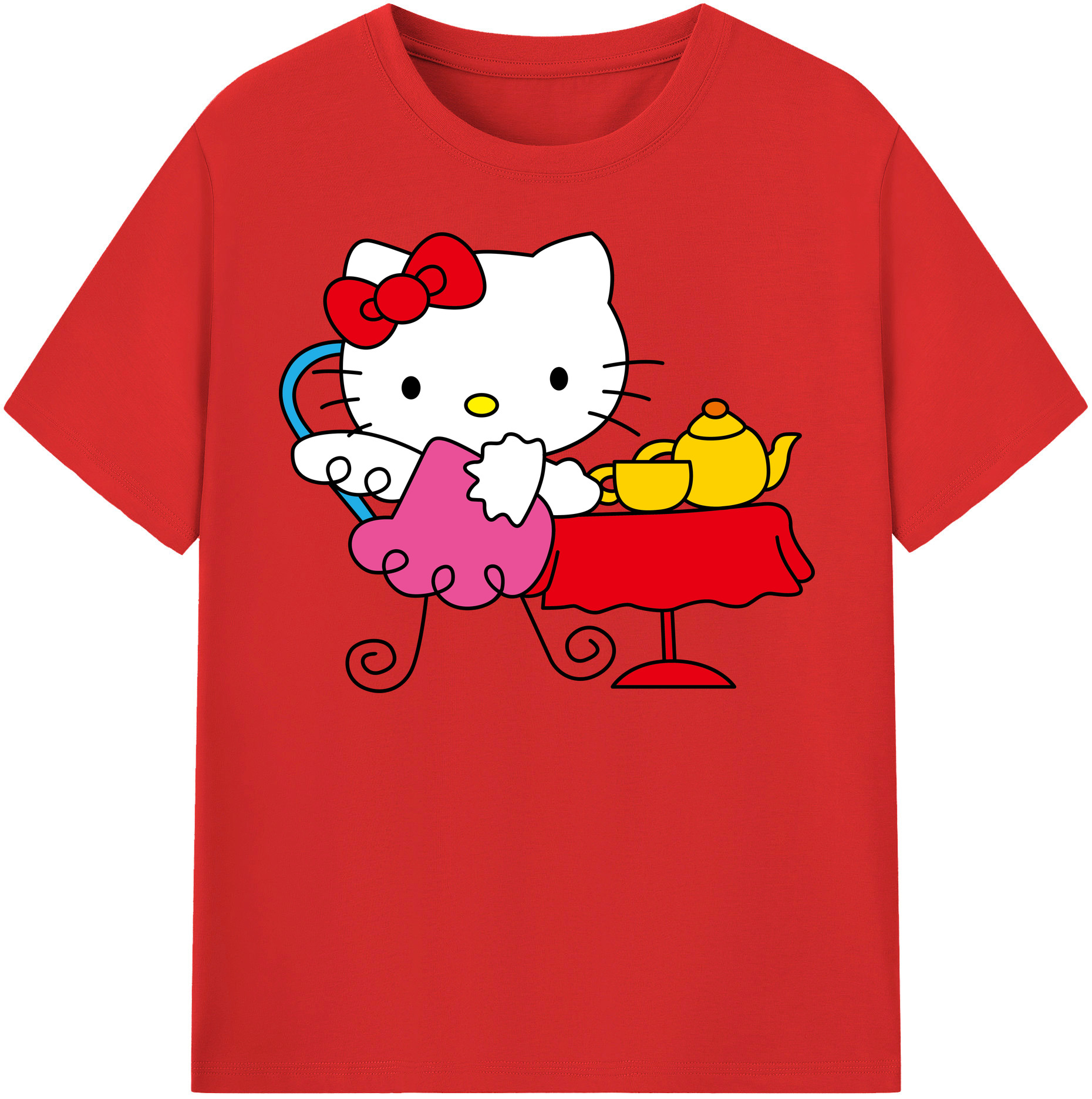 （画像用） Hello Kitty ハローキティ 綿100％半袖Tシャツ（フロントプリント）