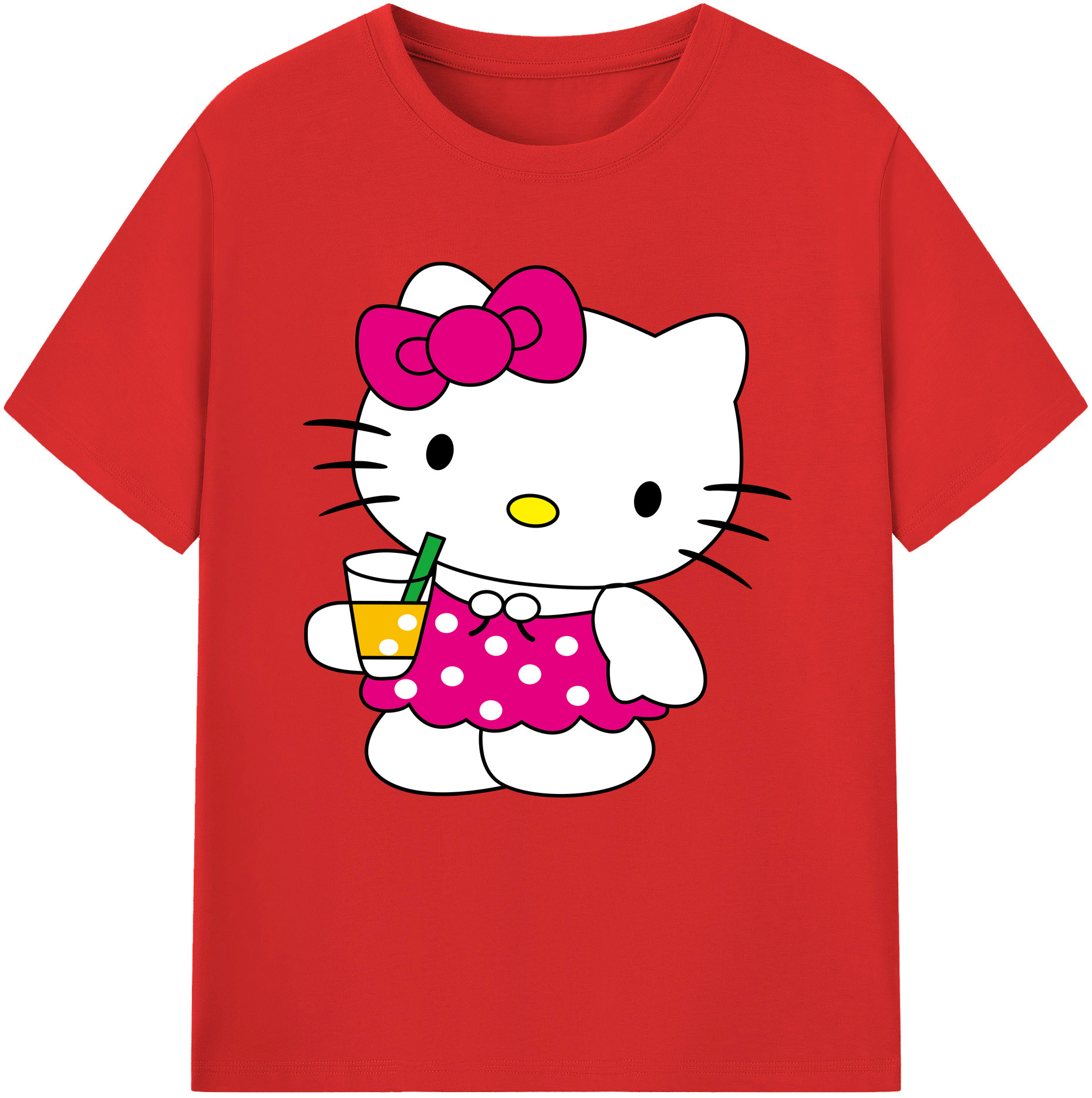 （画像用） Hello Kitty ハローキティ 綿100％半袖Tシャツ（フロントプリント）