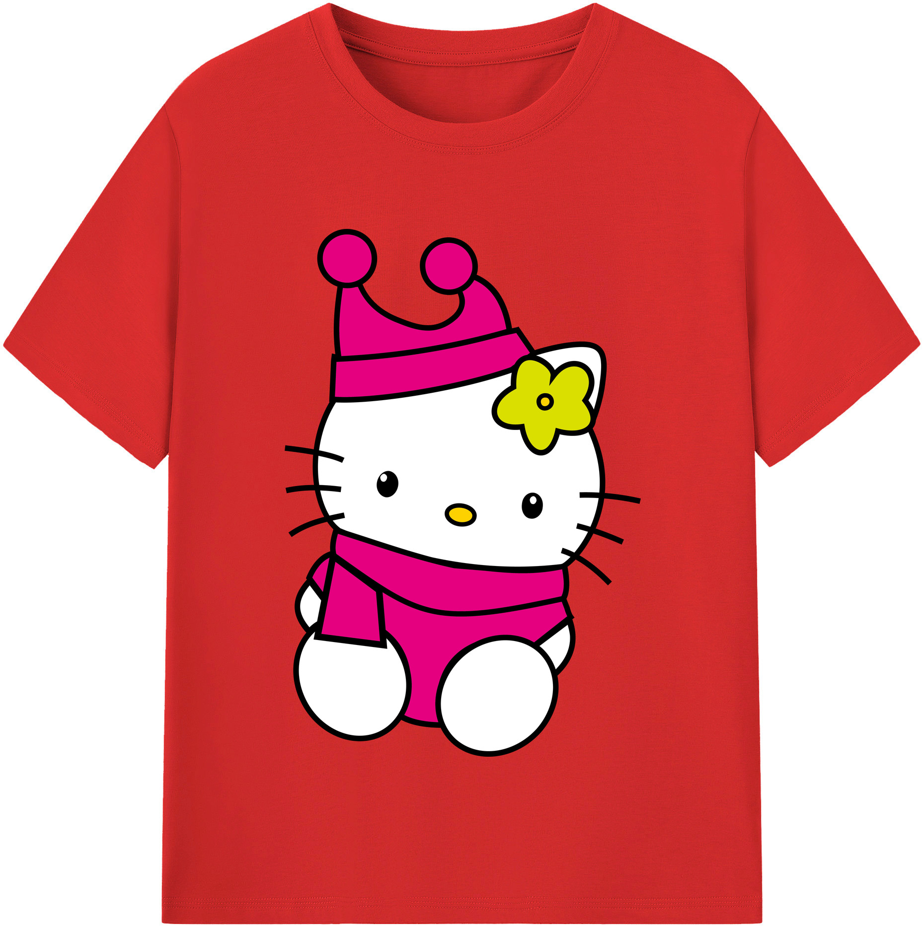 （画像用） Hello Kitty ハローキティ 綿100％半袖Tシャツ（フロントプリント）