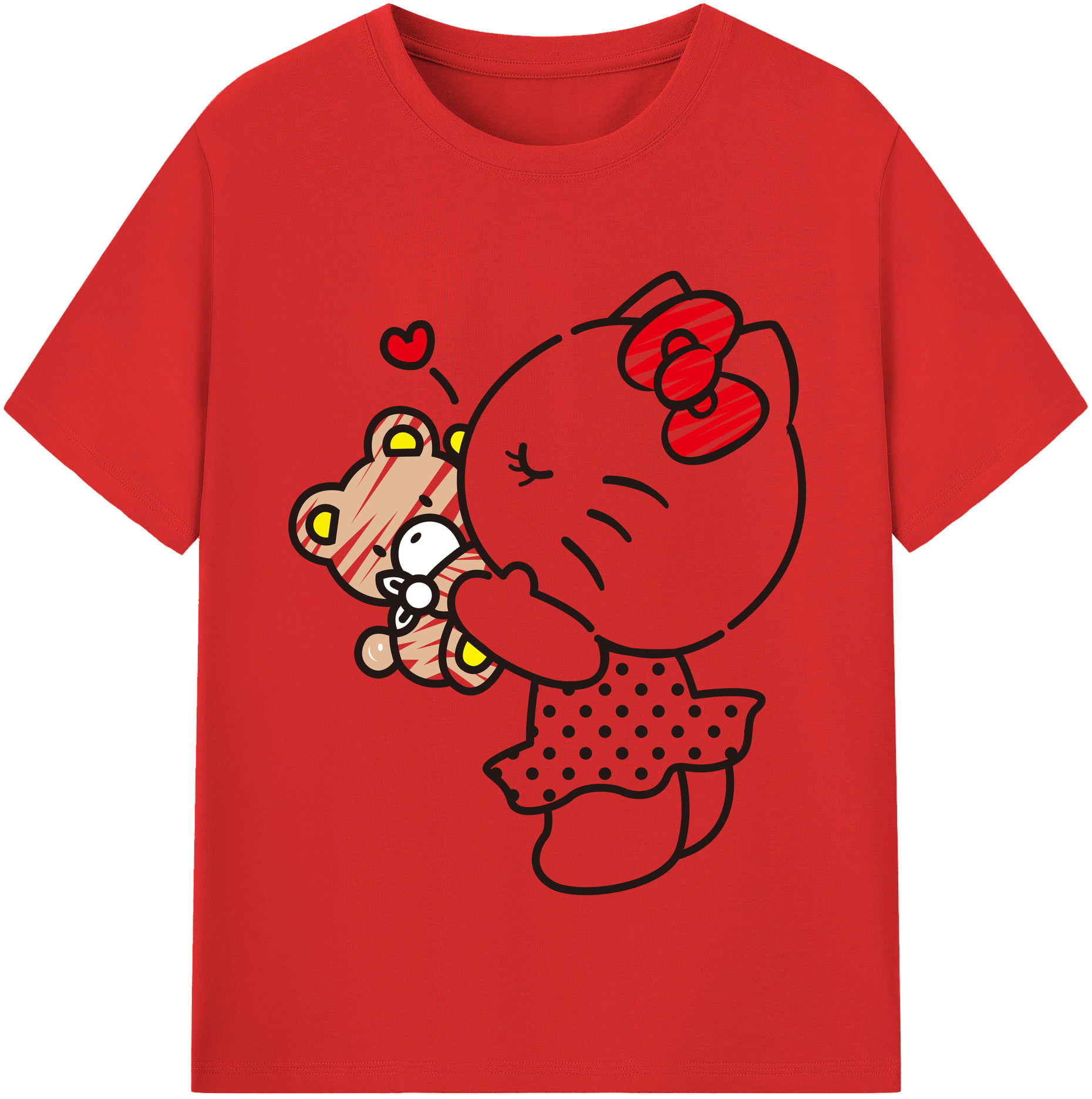 （画像用） Hello Kitty ハローキティ 綿100％半袖Tシャツ（フロントプリント）
