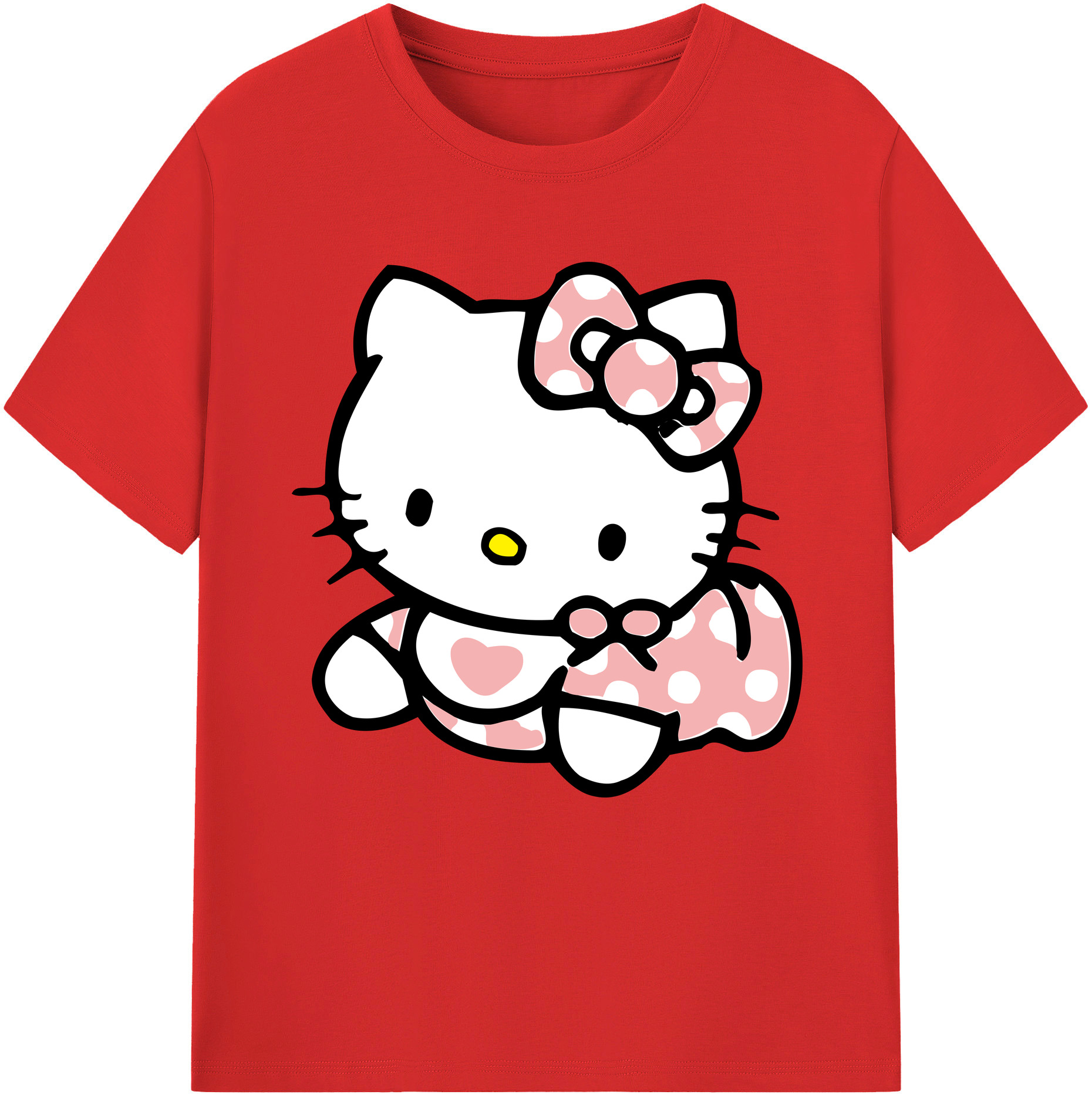 （画像用） Hello Kitty ハローキティ 綿100％半袖Tシャツ（フロントプリント）
