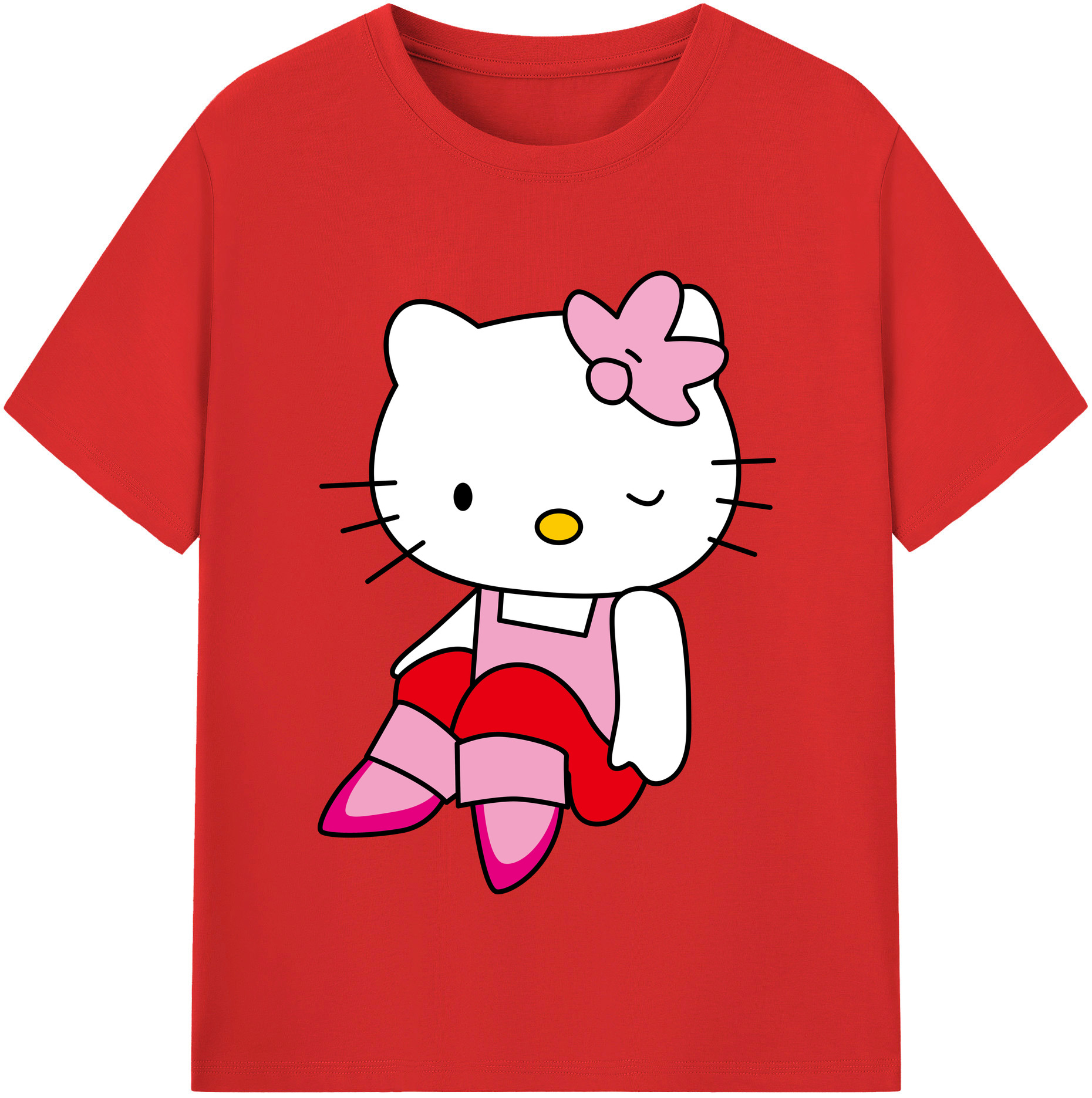 （画像用） Hello Kitty ハローキティ 綿100％半袖Tシャツ（フロントプリント）
