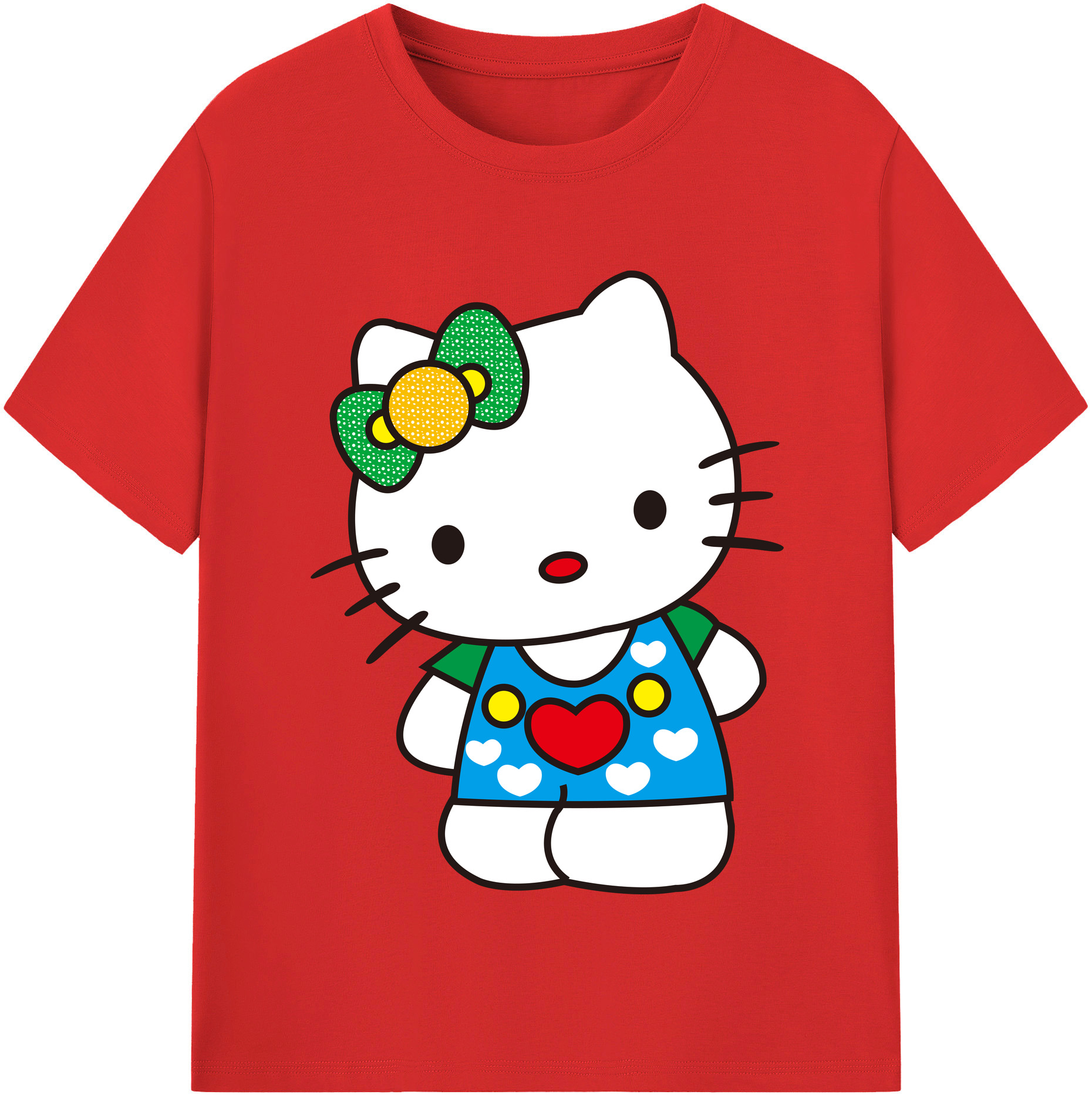（画像用） Hello Kitty ハローキティ 綿100％半袖Tシャツ（フロントプリント）