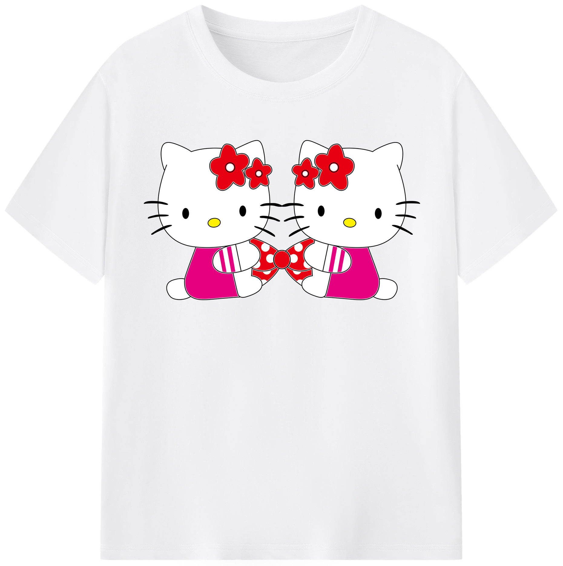 （画像用） Hello Kitty ハローキティ 綿100％半袖Tシャツ（フロントプリント）