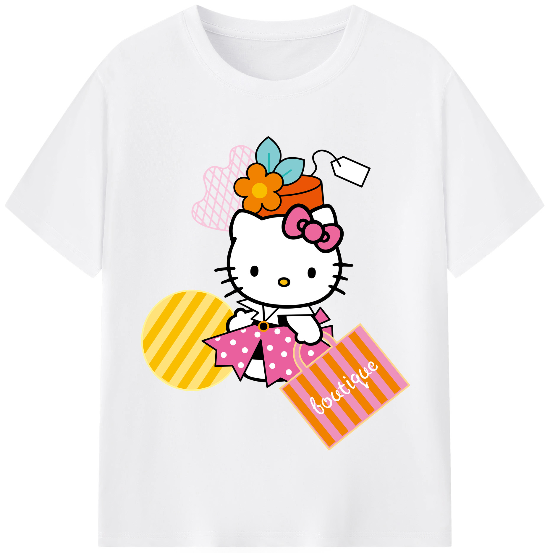 （画像用） Hello Kitty ハローキティ 綿100％半袖Tシャツ（フロントプリント）