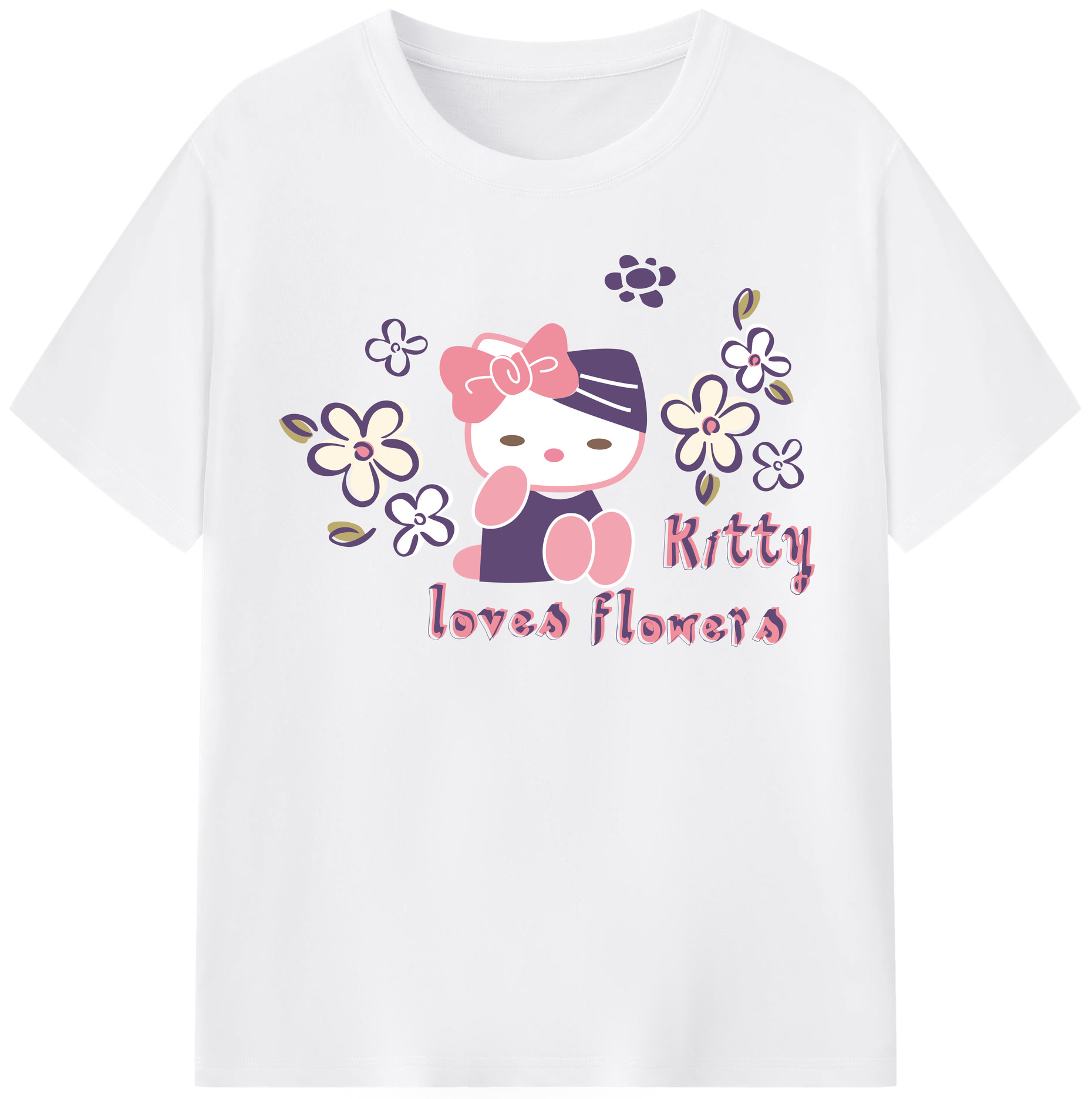 （画像用） Hello Kitty ハローキティ 綿100％半袖Tシャツ（フロントプリント）