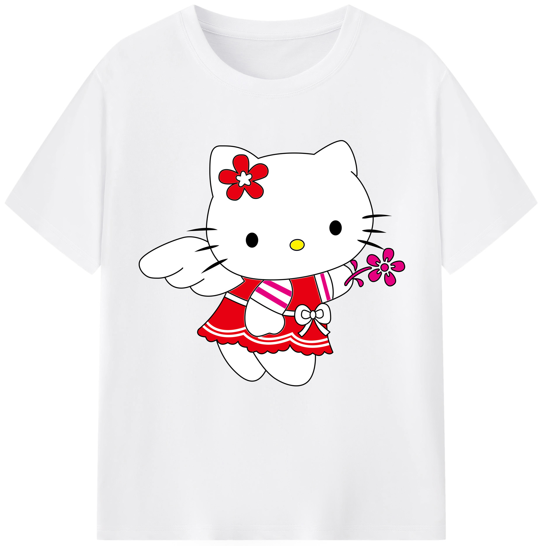 （画像用） Hello Kitty ハローキティ 綿100％半袖Tシャツ（フロントプリント）