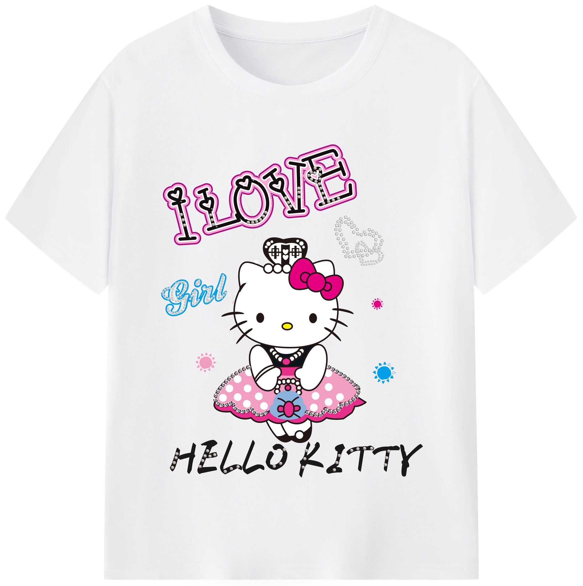 （画像用） Hello Kitty ハローキティ 綿100％半袖Tシャツ（フロントプリント）