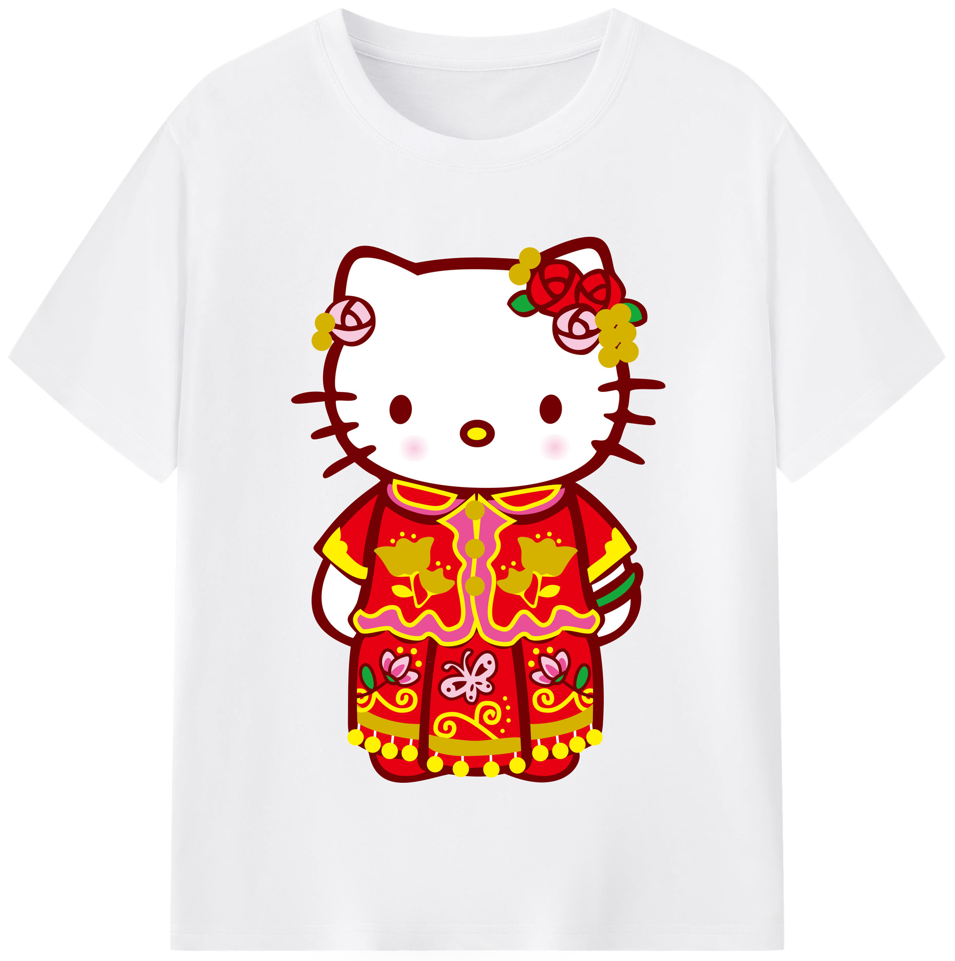 （画像用） Hello Kitty ハローキティ 綿100％半袖Tシャツ（フロントプリント）