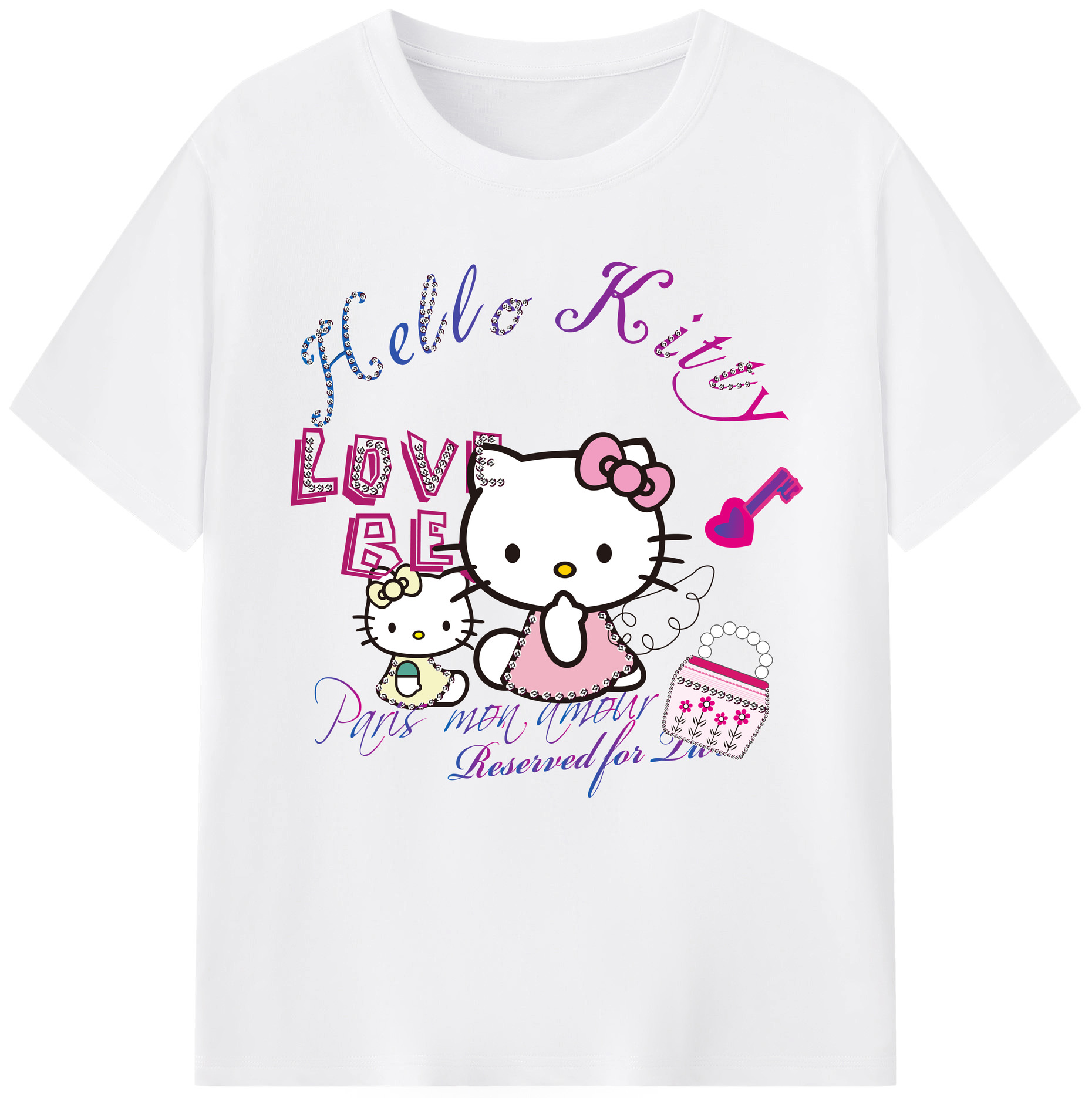 （画像用） Hello Kitty ハローキティ 綿100％半袖Tシャツ（フロントプリント）
