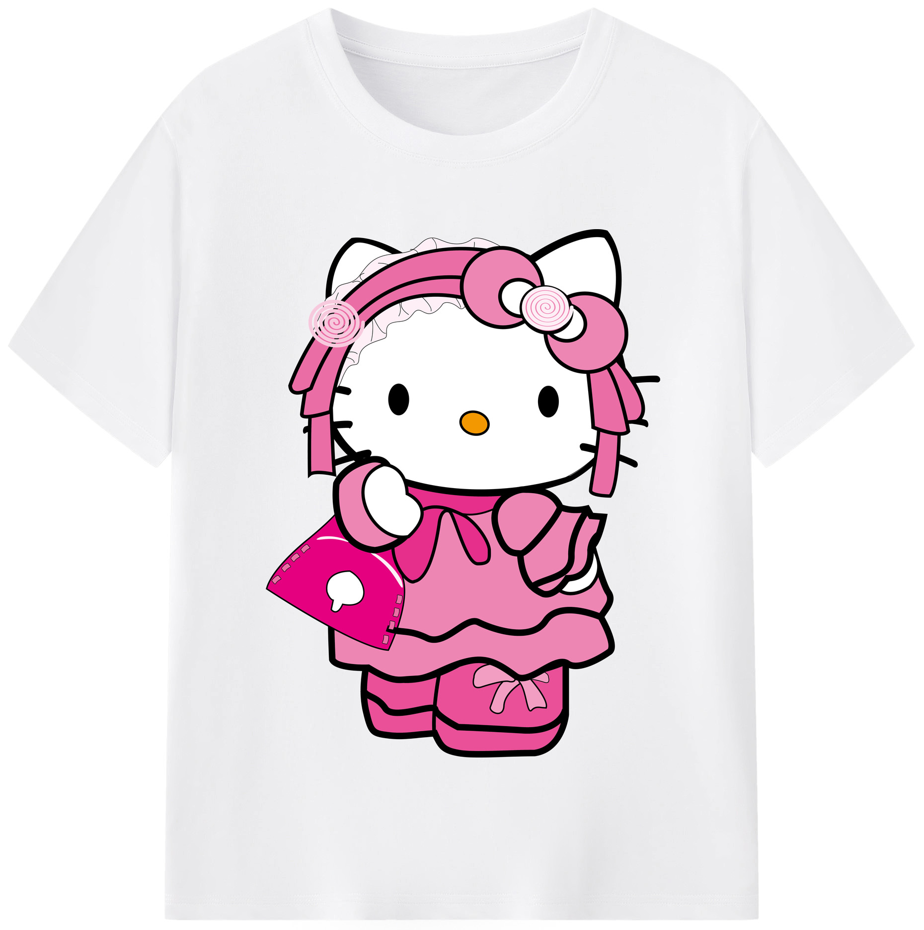 （画像用） Hello Kitty ハローキティ 綿100％半袖Tシャツ（フロントプリント）