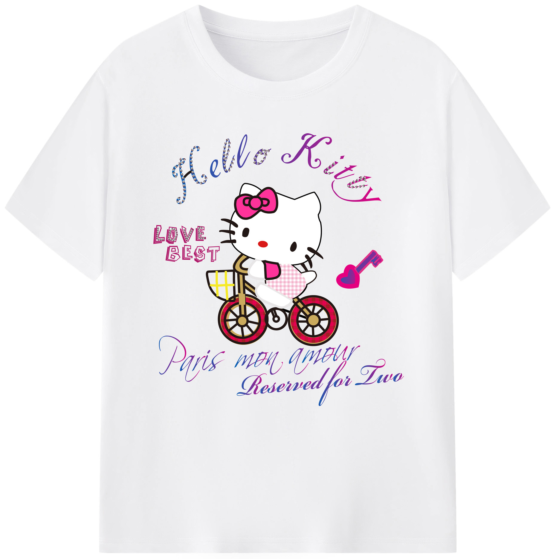 （画像用） Hello Kitty ハローキティ 綿100％半袖Tシャツ（フロントプリント）