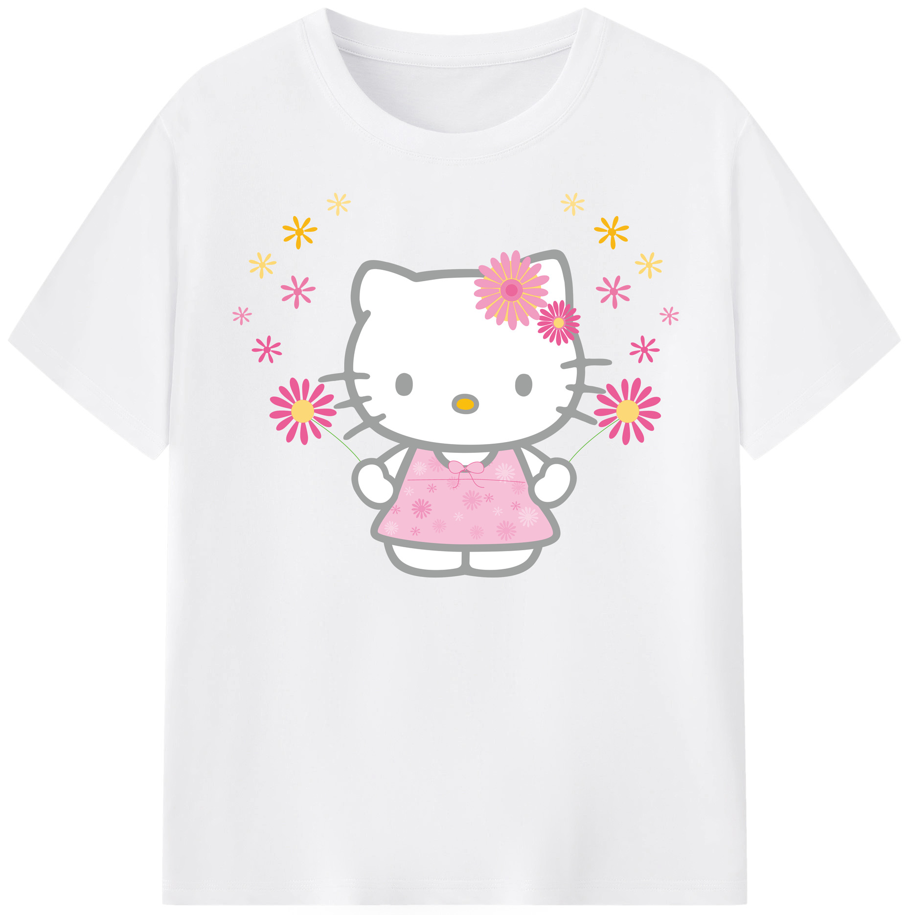 （画像用） Hello Kitty ハローキティ 綿100％半袖Tシャツ（フロントプリント）