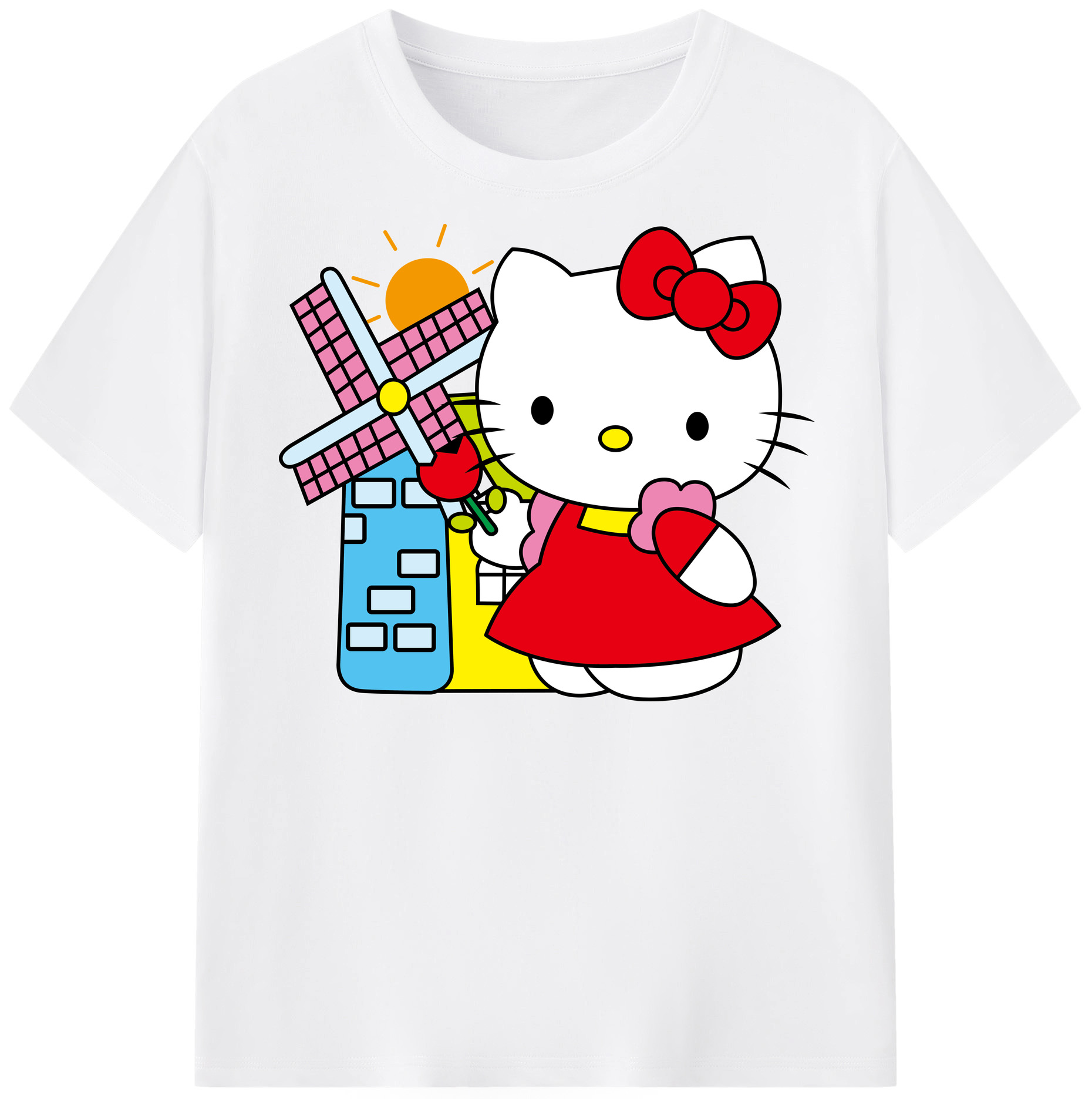 （画像用） Hello Kitty ハローキティ 綿100％半袖Tシャツ（フロントプリント）
