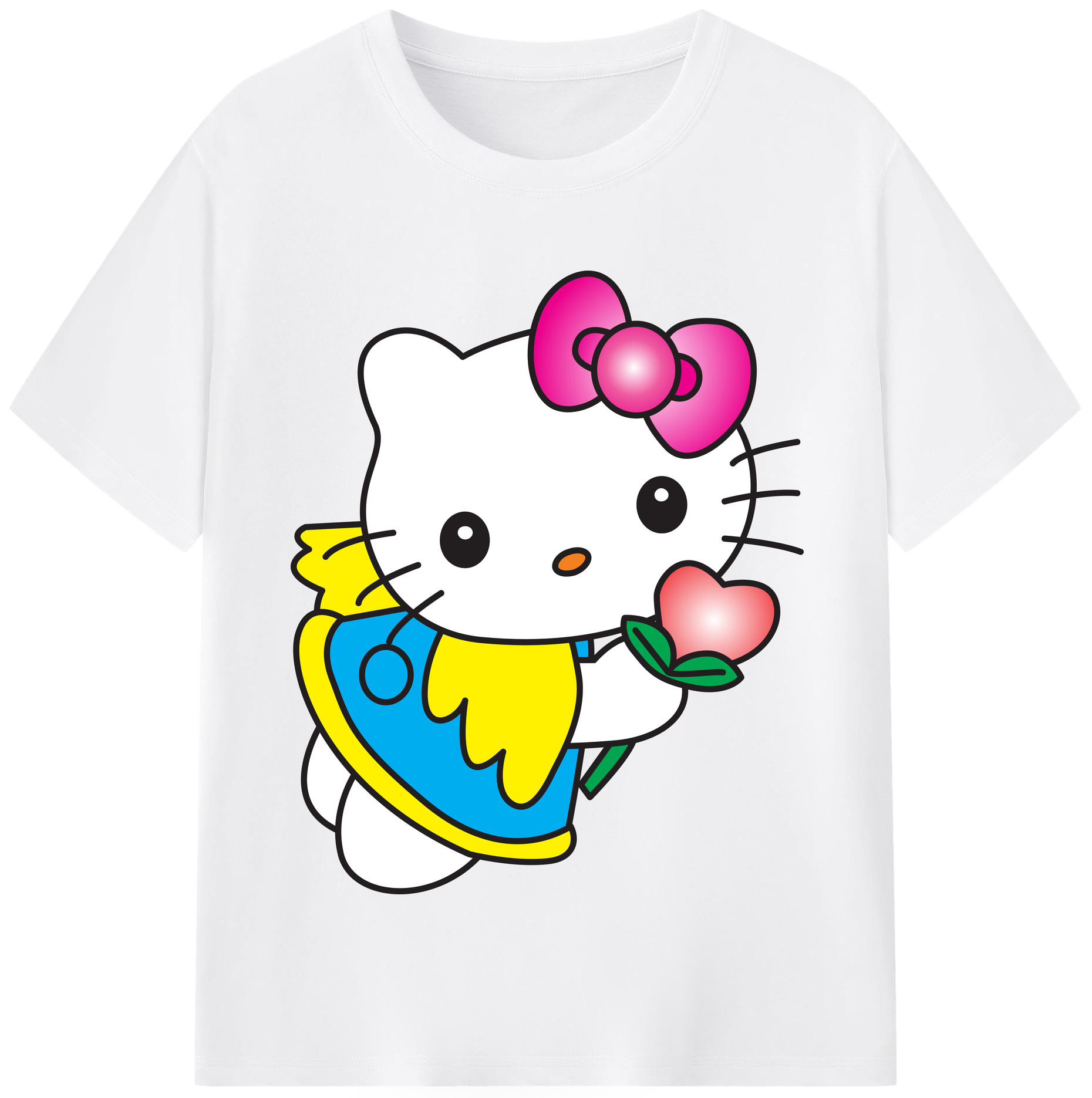 （画像用） Hello Kitty ハローキティ 綿100％半袖Tシャツ（フロントプリント）